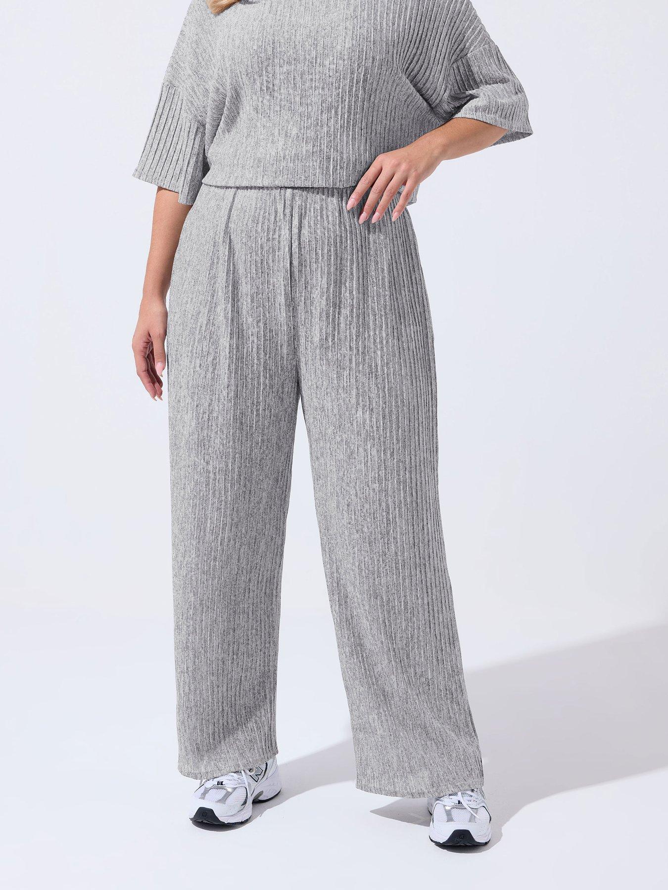  image of yours-curve-wide-leg-lounge-trouser-grey