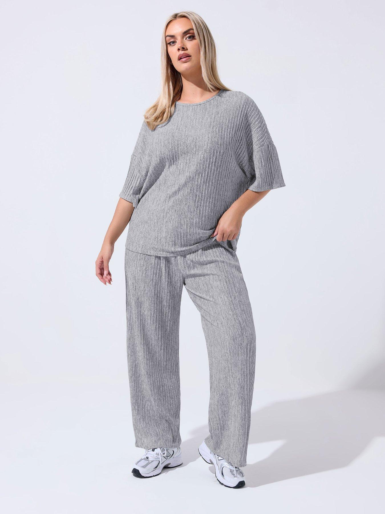  image of yours-curve-wide-leg-lounge-trouser-grey