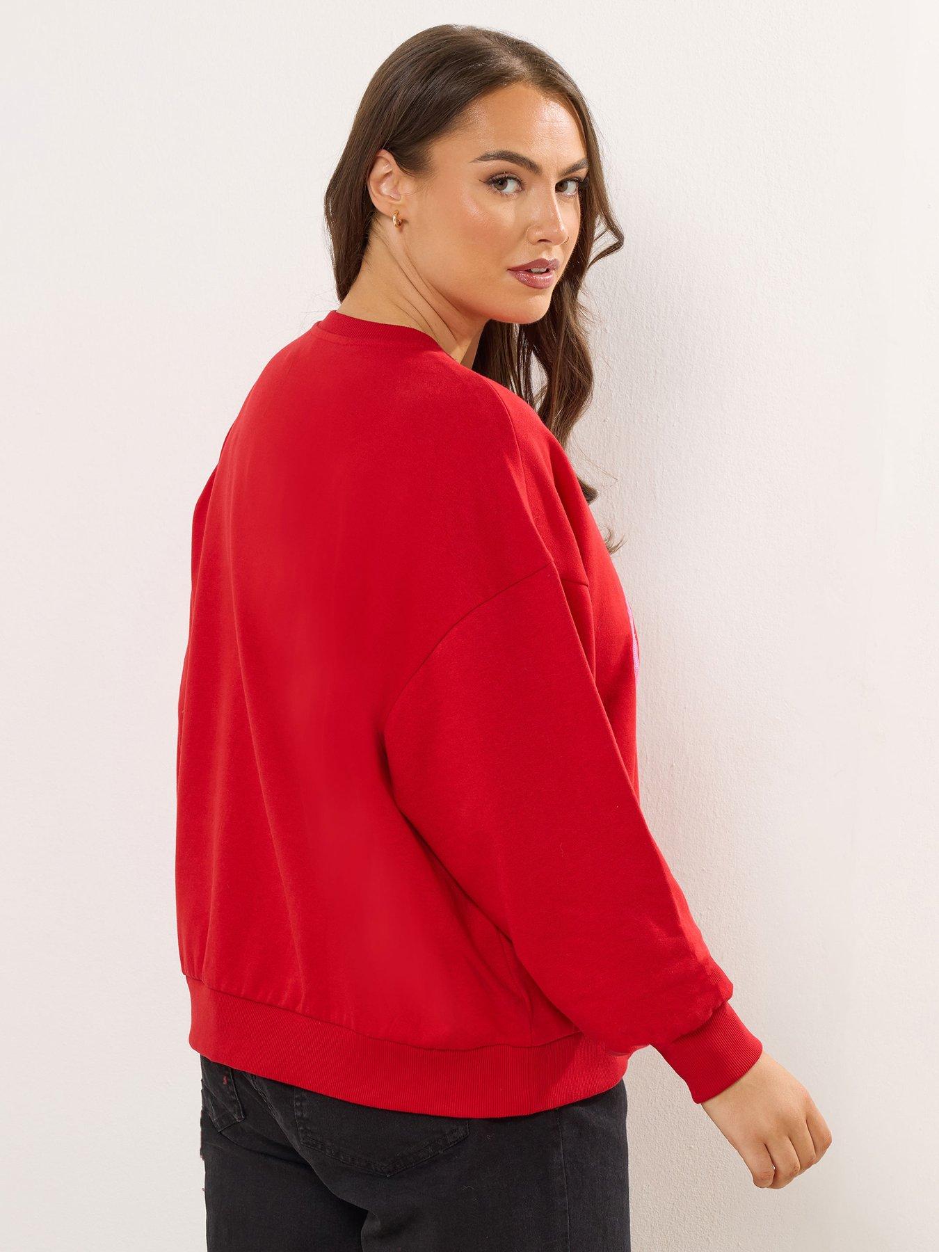 stillFront image of yours-curve-santa-baby-bow-novelty-sweatshirt-red