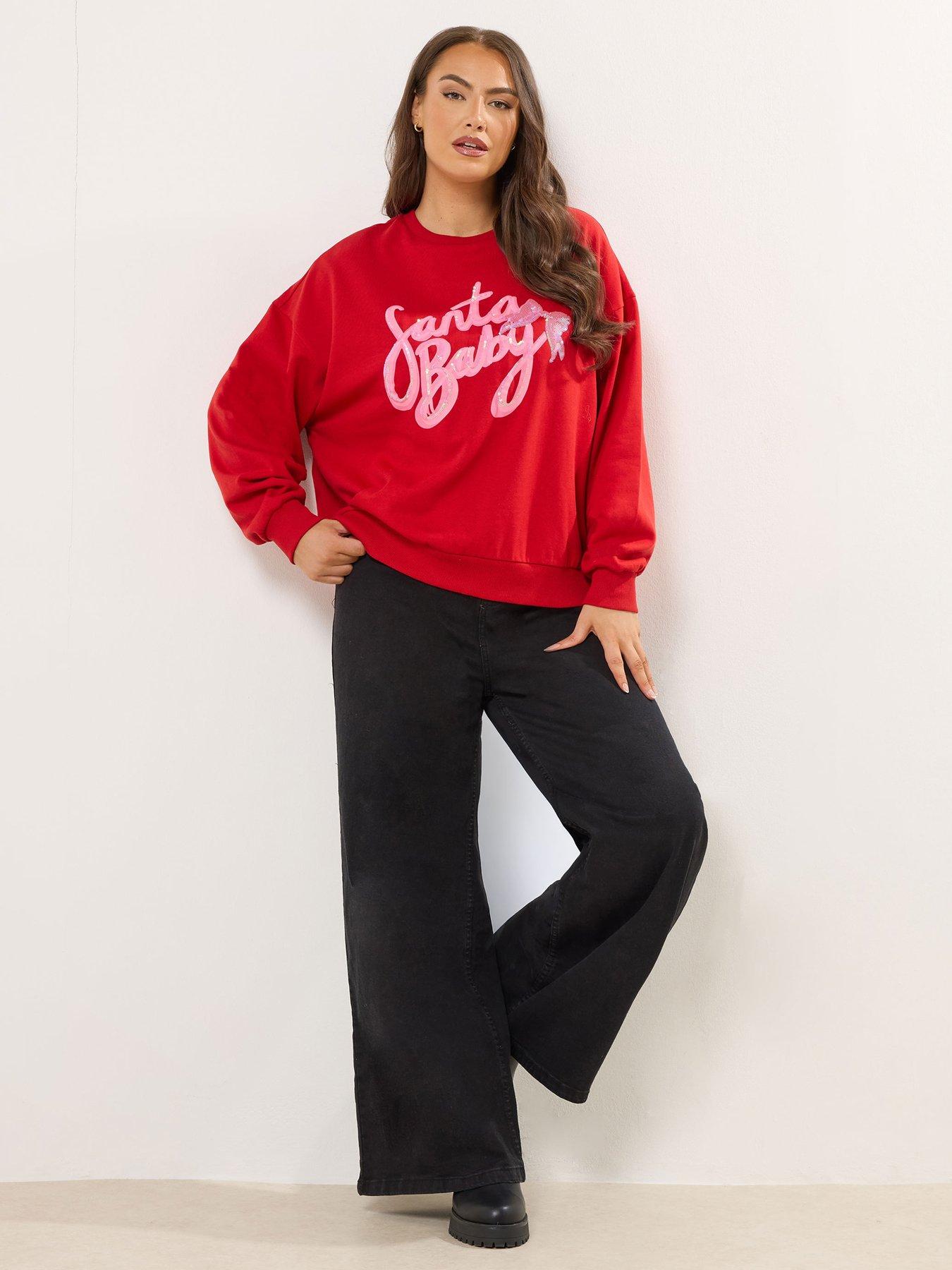  image of yours-curve-santa-baby-bow-novelty-sweatshirt-red