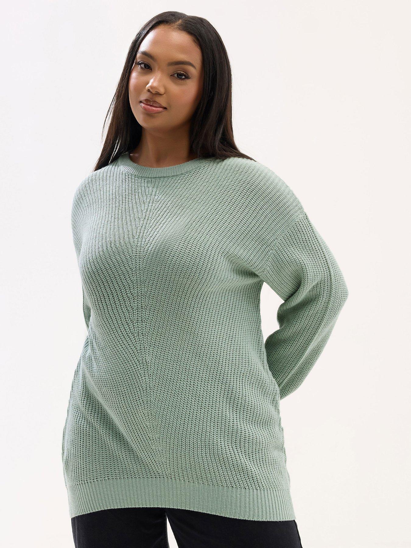 front image of yours-curve-essential-jumper-green