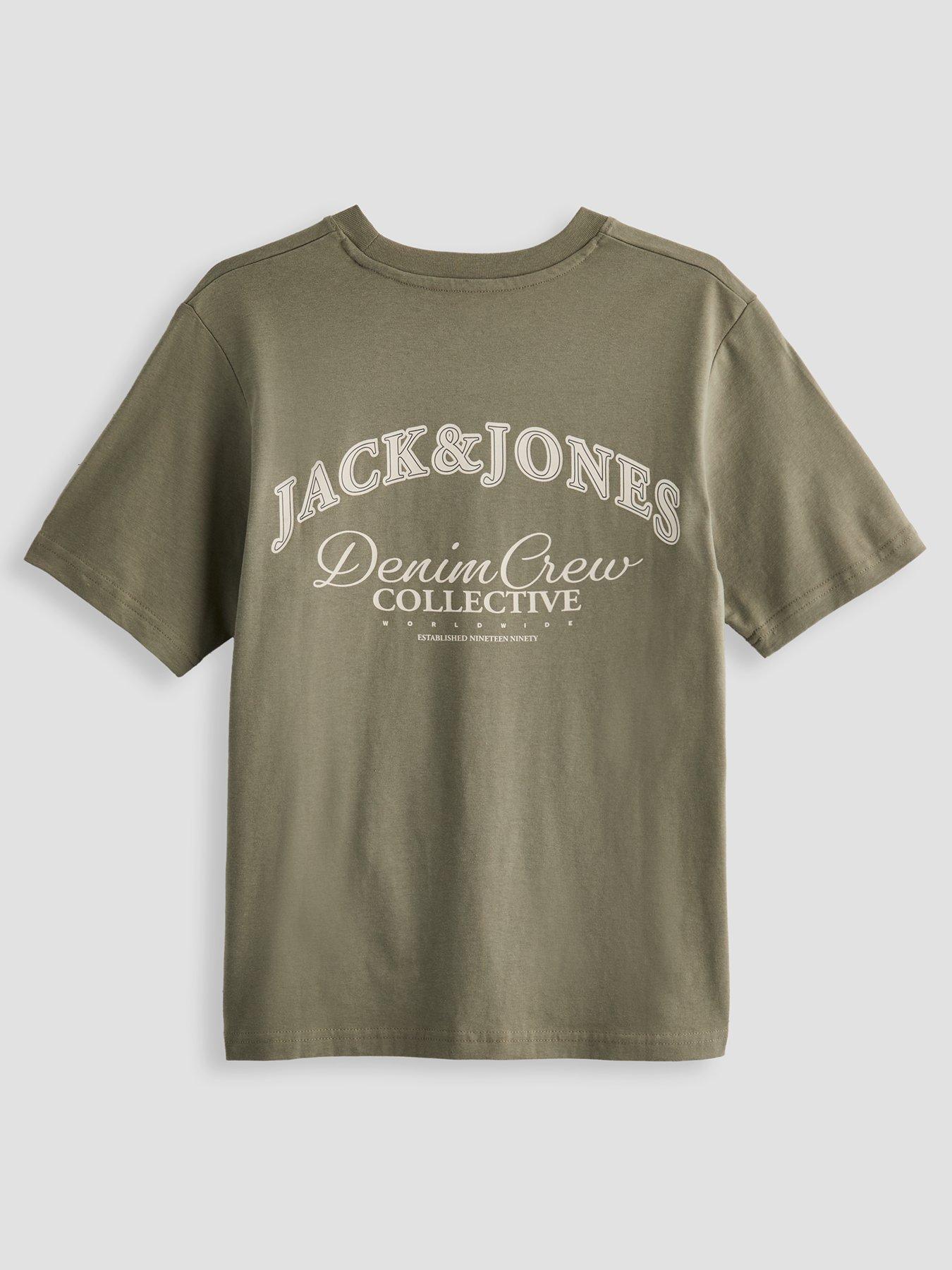 Jack & Jones Junior Boys Back Print Relaxed Short Sleeve Tshirt - Khaki
