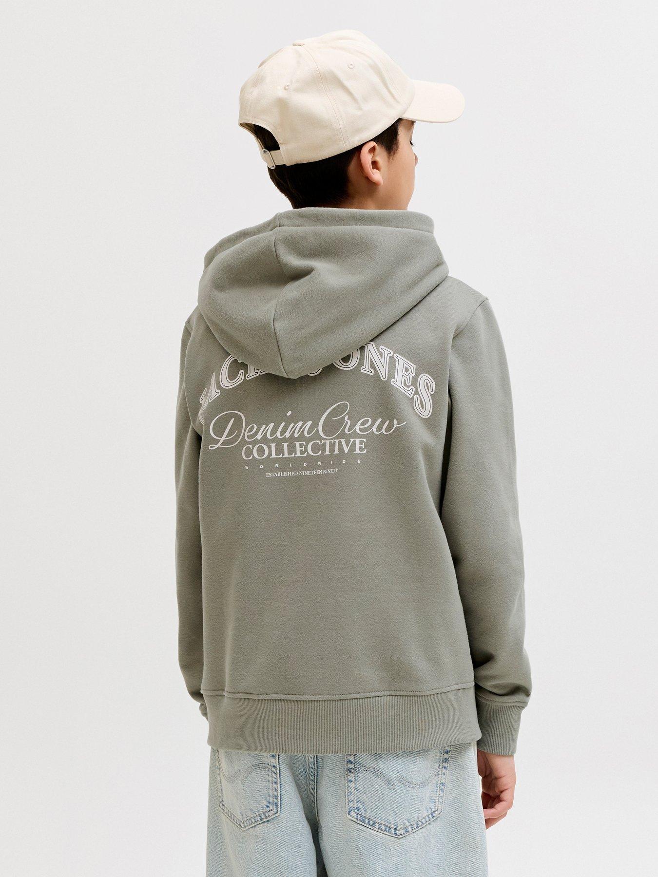 Jack & Jones Junior Boys Back Print Relaxed Hoody - Khaki