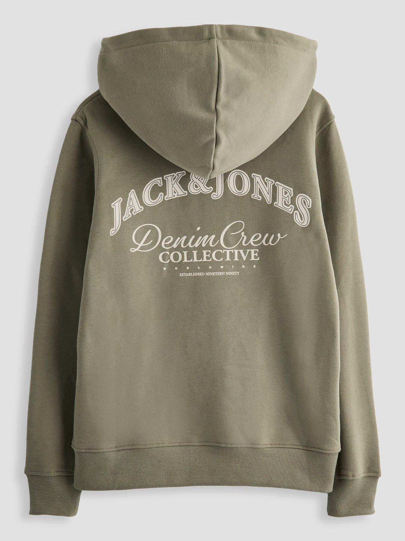 Jack & Jones Junior Boys Back Print Relaxed Hoody - Khaki