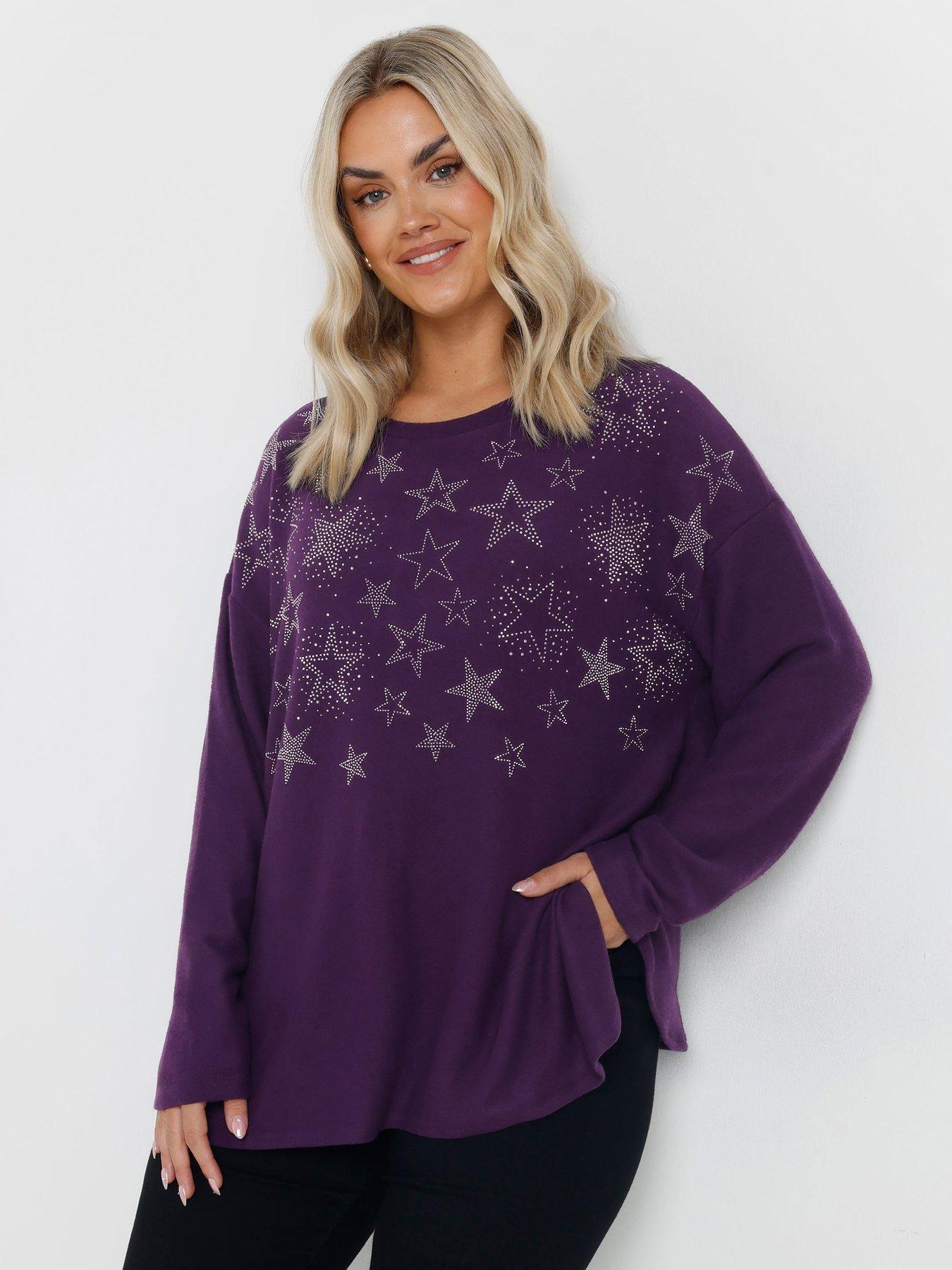  image of yours-curve-star-embellished-jumper-purple