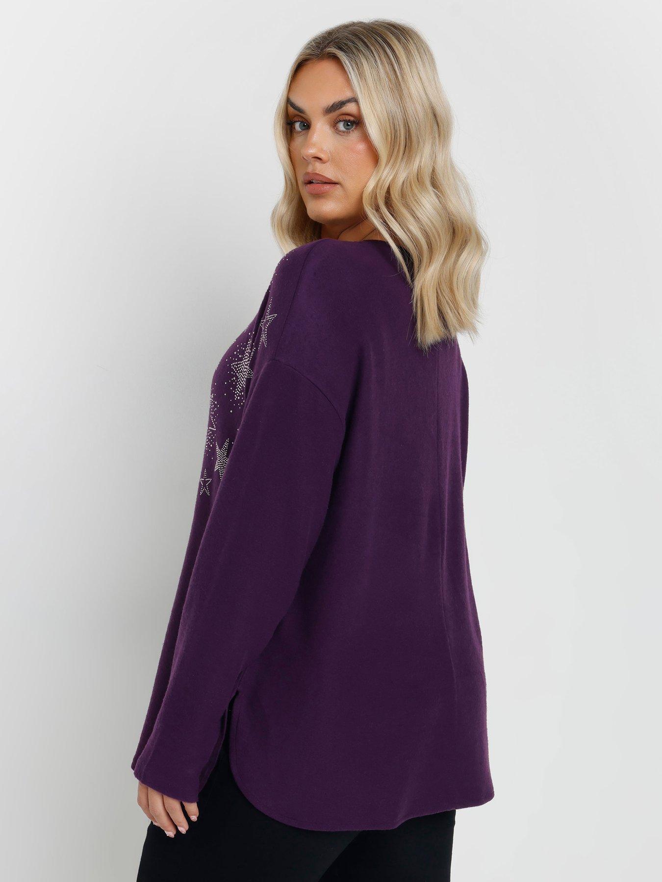  image of yours-curve-star-embellished-jumper-purple