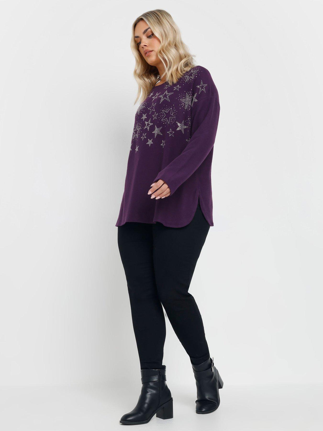  image of yours-curve-star-embellished-jumper-purple