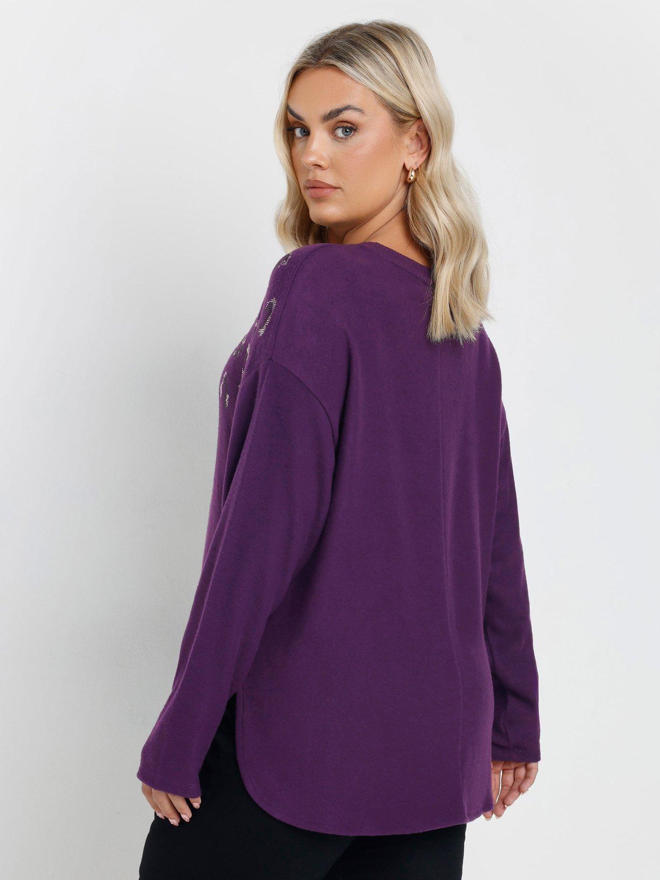 Image 2 of 4 of Yours Curve Leopard Embellished Jumper - Purple