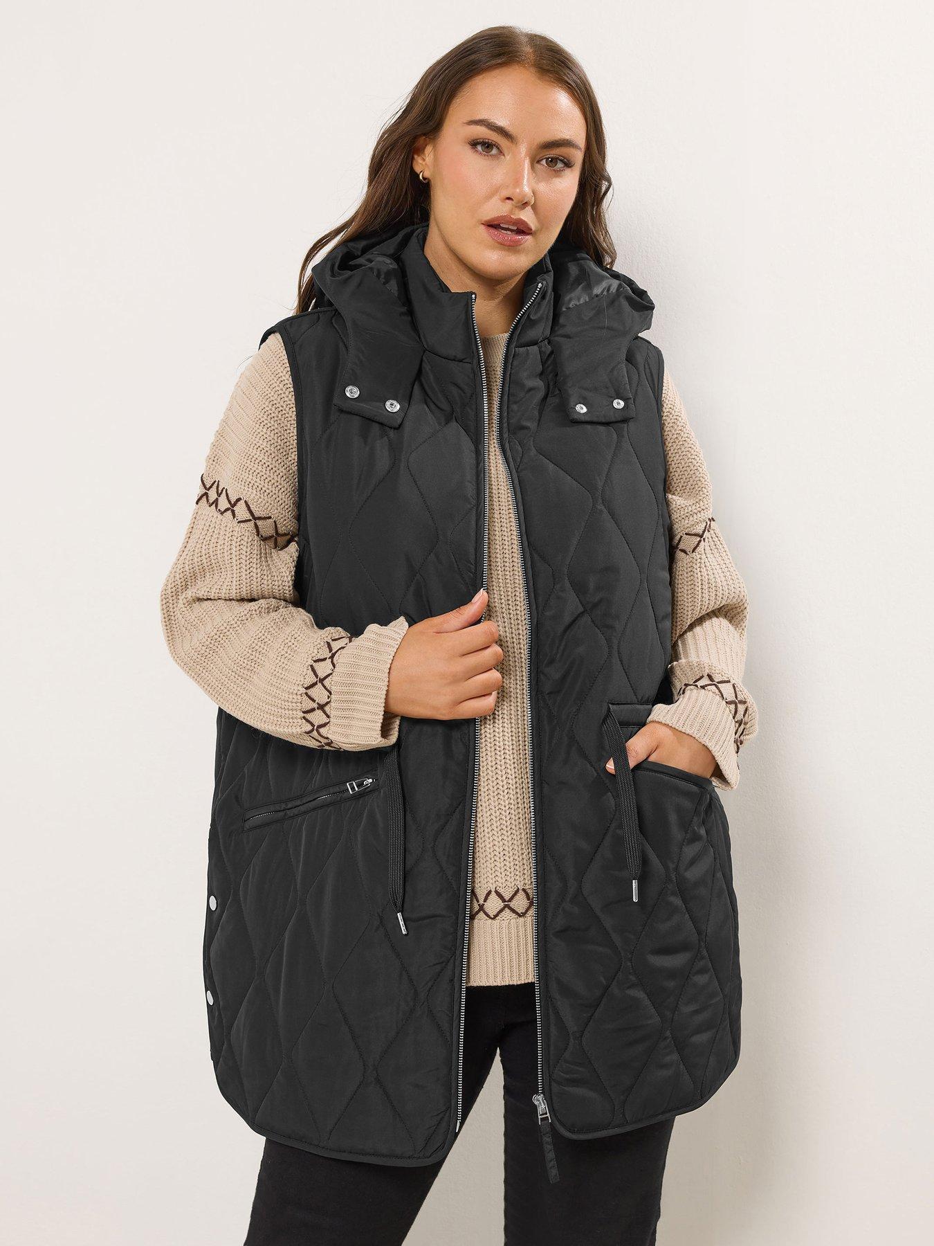 Yours Curve Quilted Gilet - Black