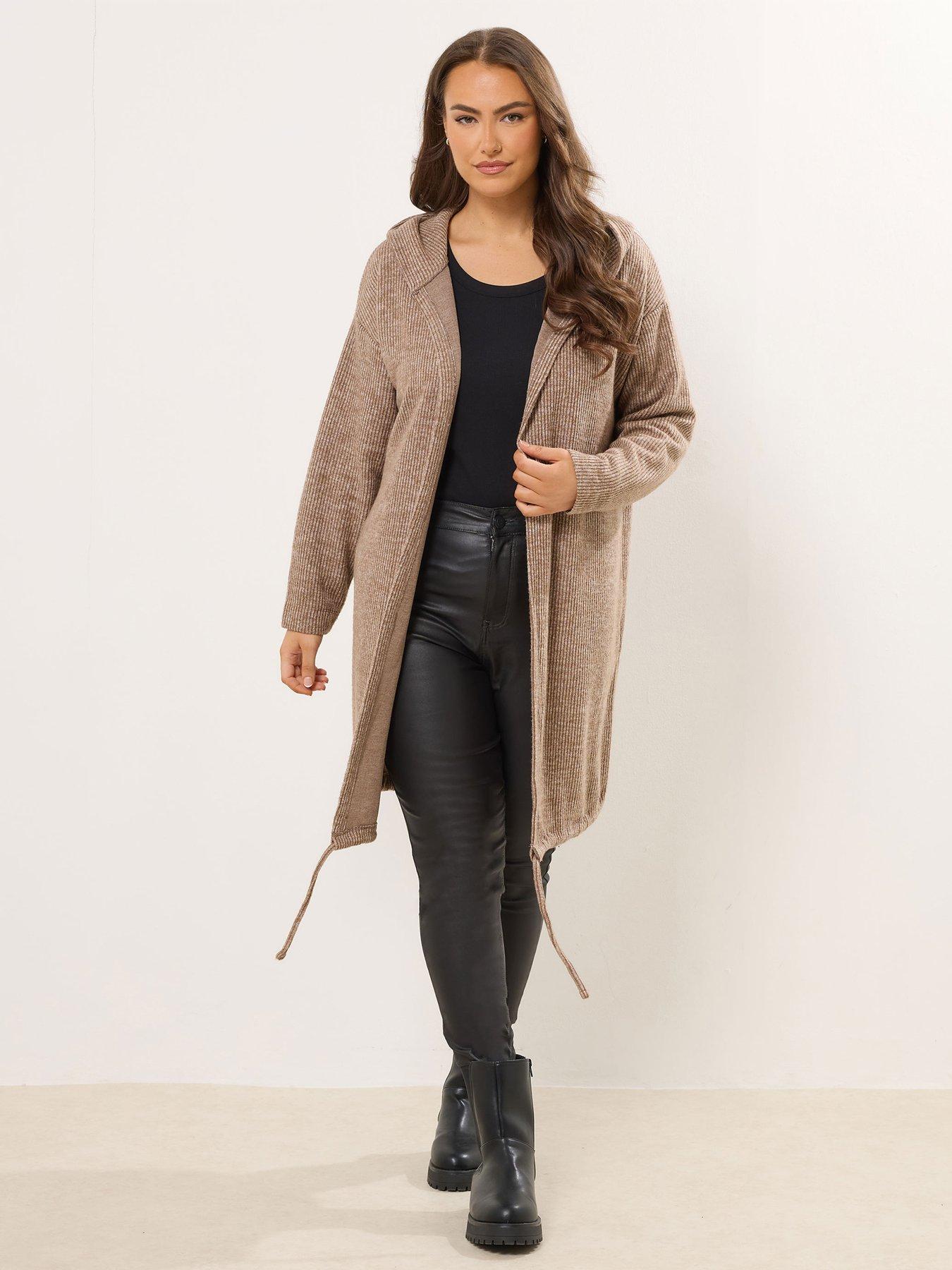Image 3 of 4 of Yours Curve Soft Touch Hood Ribbed Cardigan - Natural