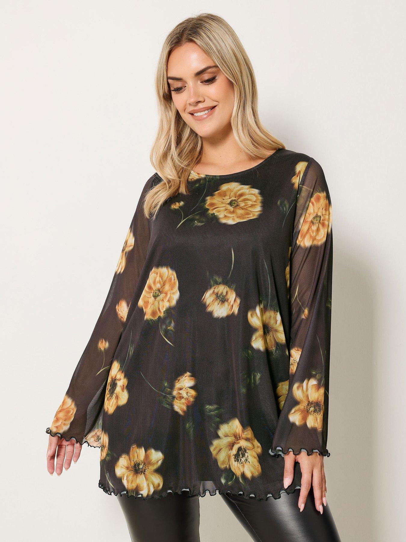 Image 1 of 4 of Yours Curve Flare Sleeve Mesh Swing Top - Green