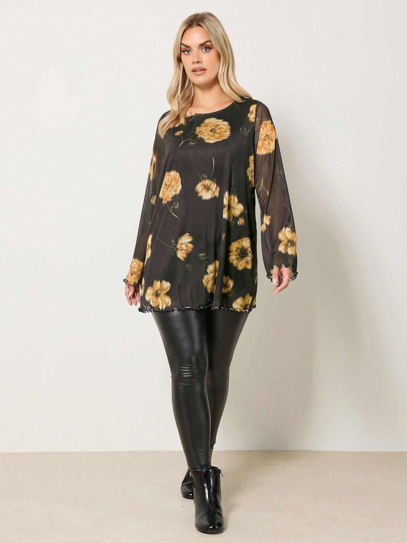 Image 3 of 4 of Yours Curve Flare Sleeve Mesh Swing Top - Green