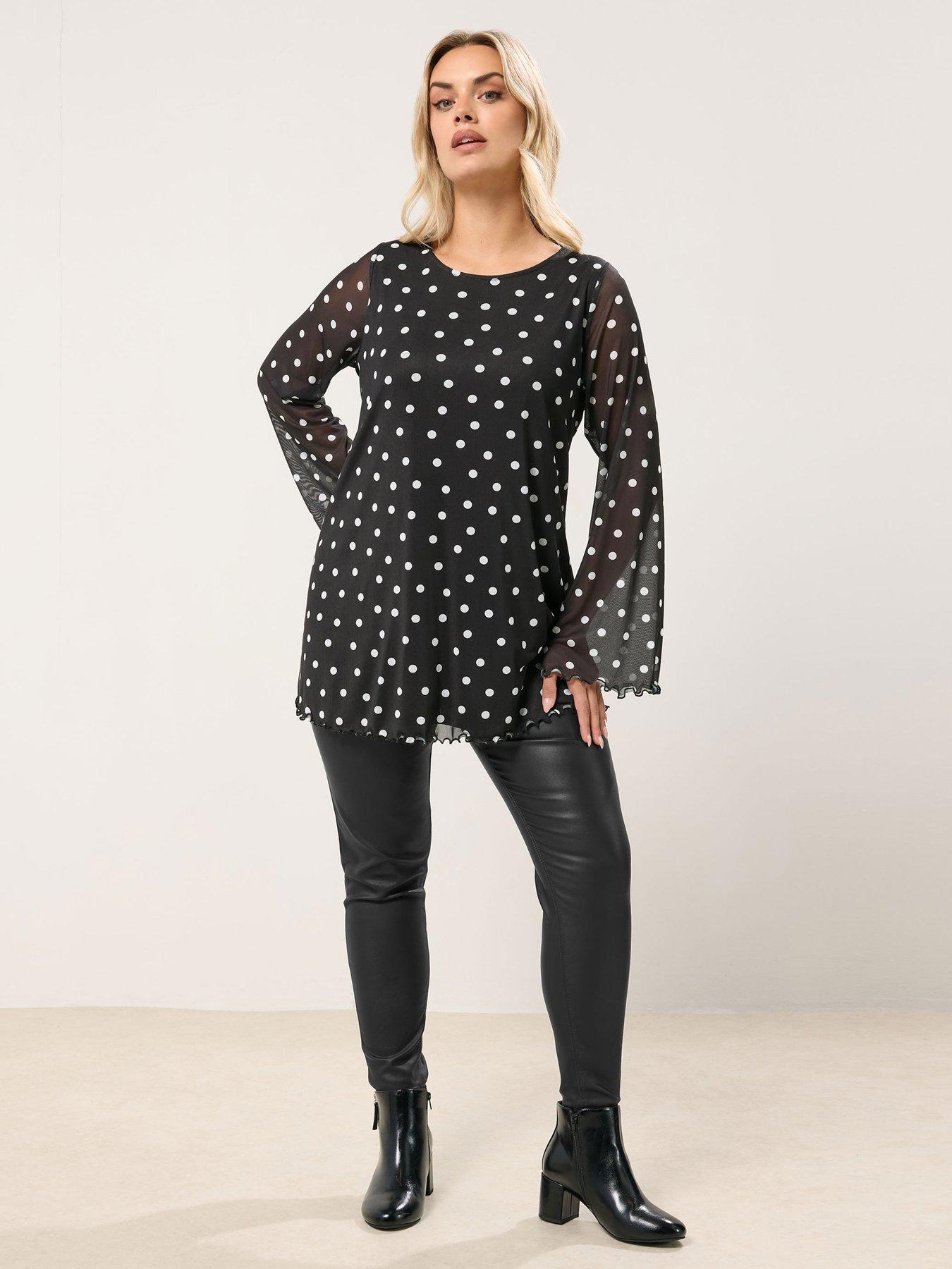 Image 3 of 4 of Yours Curve Flare Sleeve Mesh Swing Top - Black