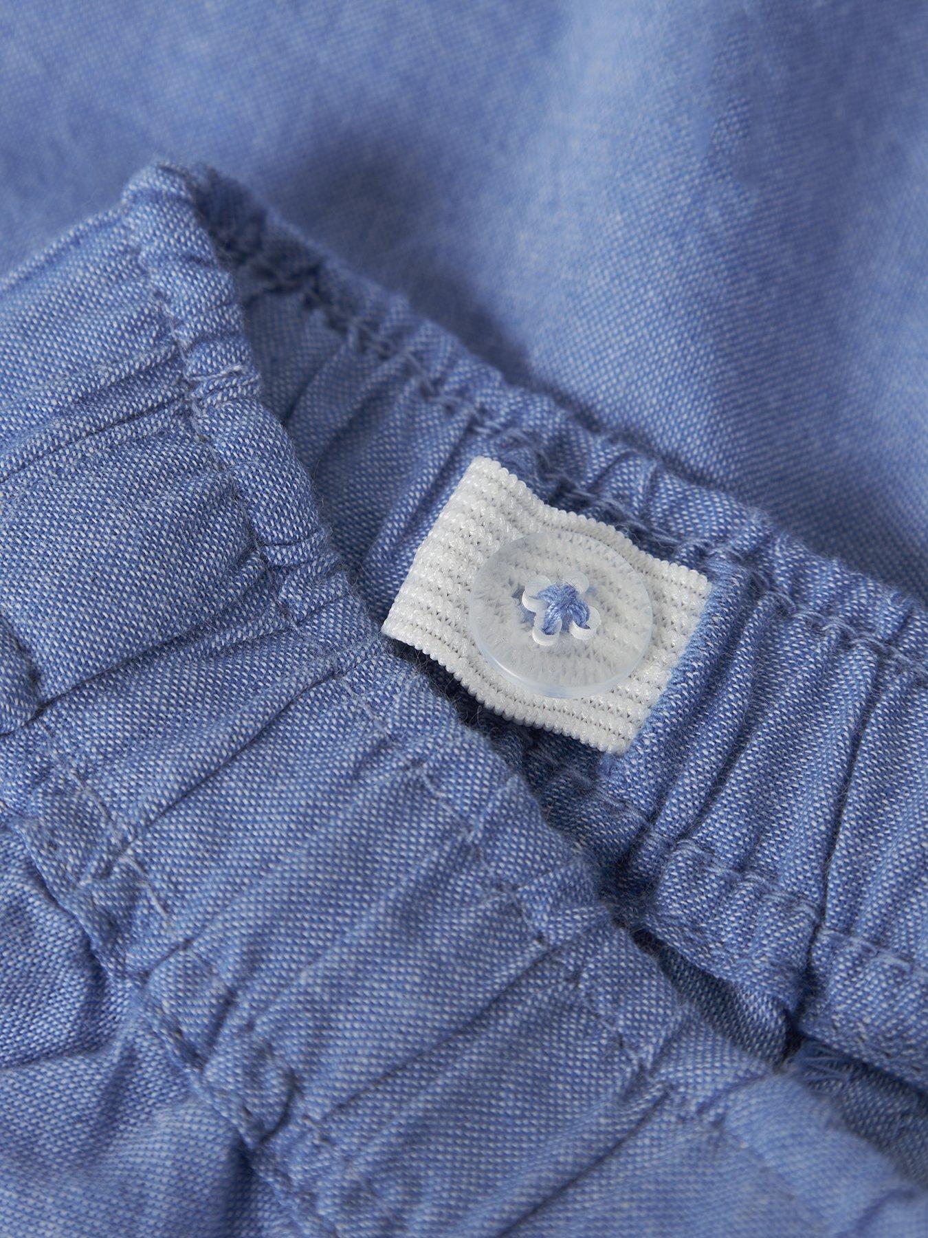 Image 3 of 3 of Name It Mini Girls Chambray Embroidered Co-ord Shorts - Blue