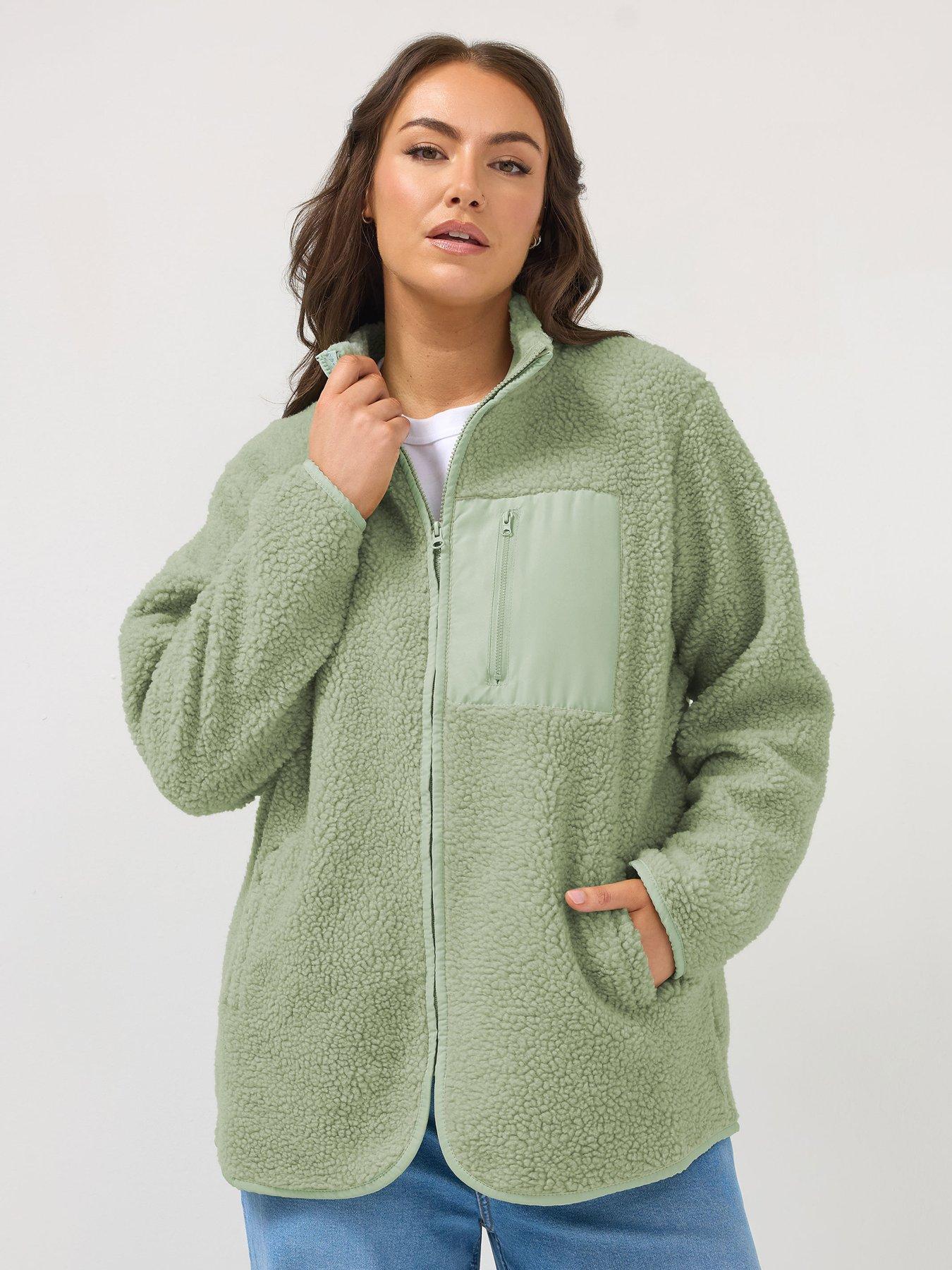 Yours Curve Borg Pocket Fleece - Green
