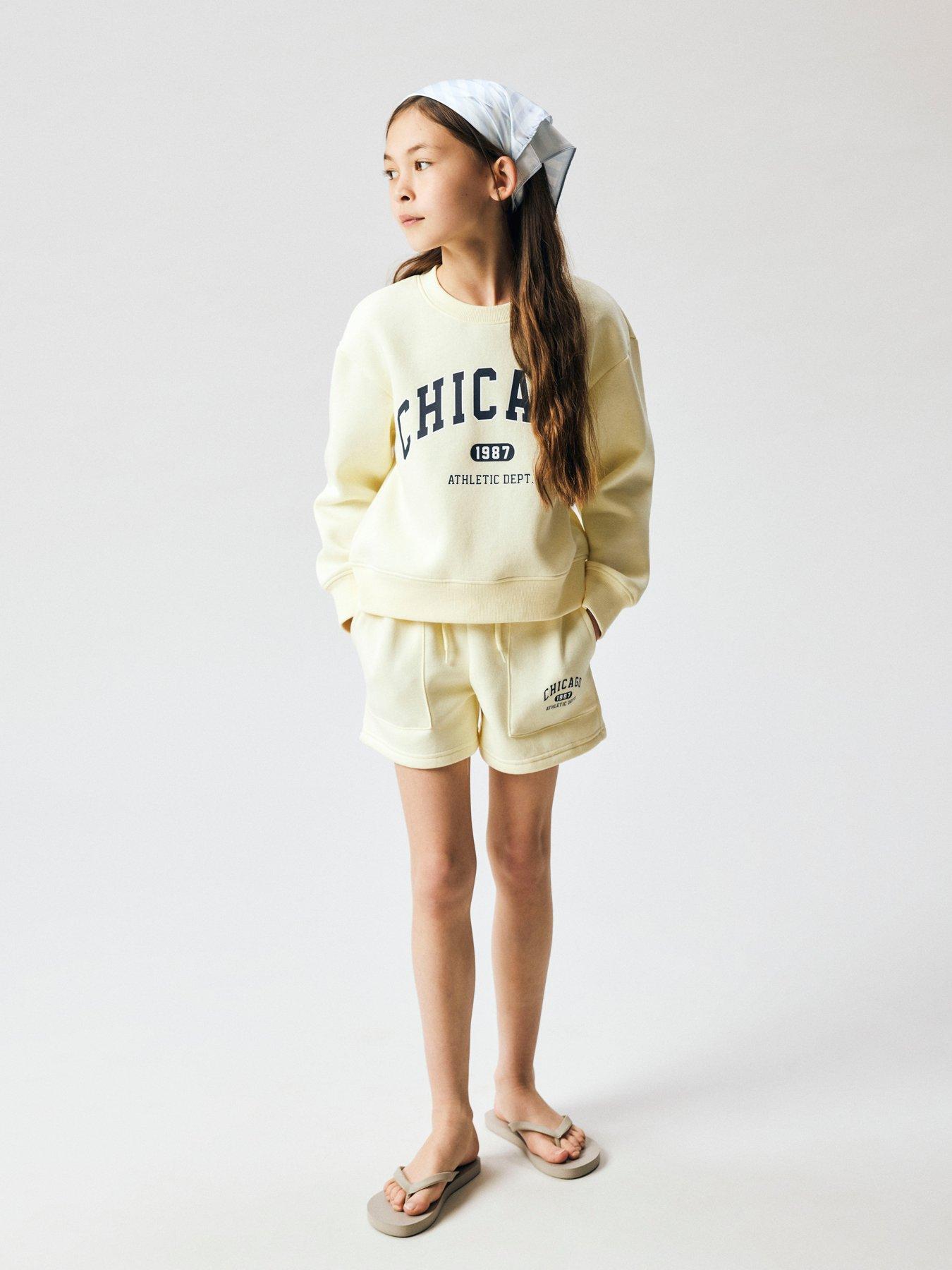 Name It Girls 2 Piece Chicago Sweat And Short Set - Light Yellow