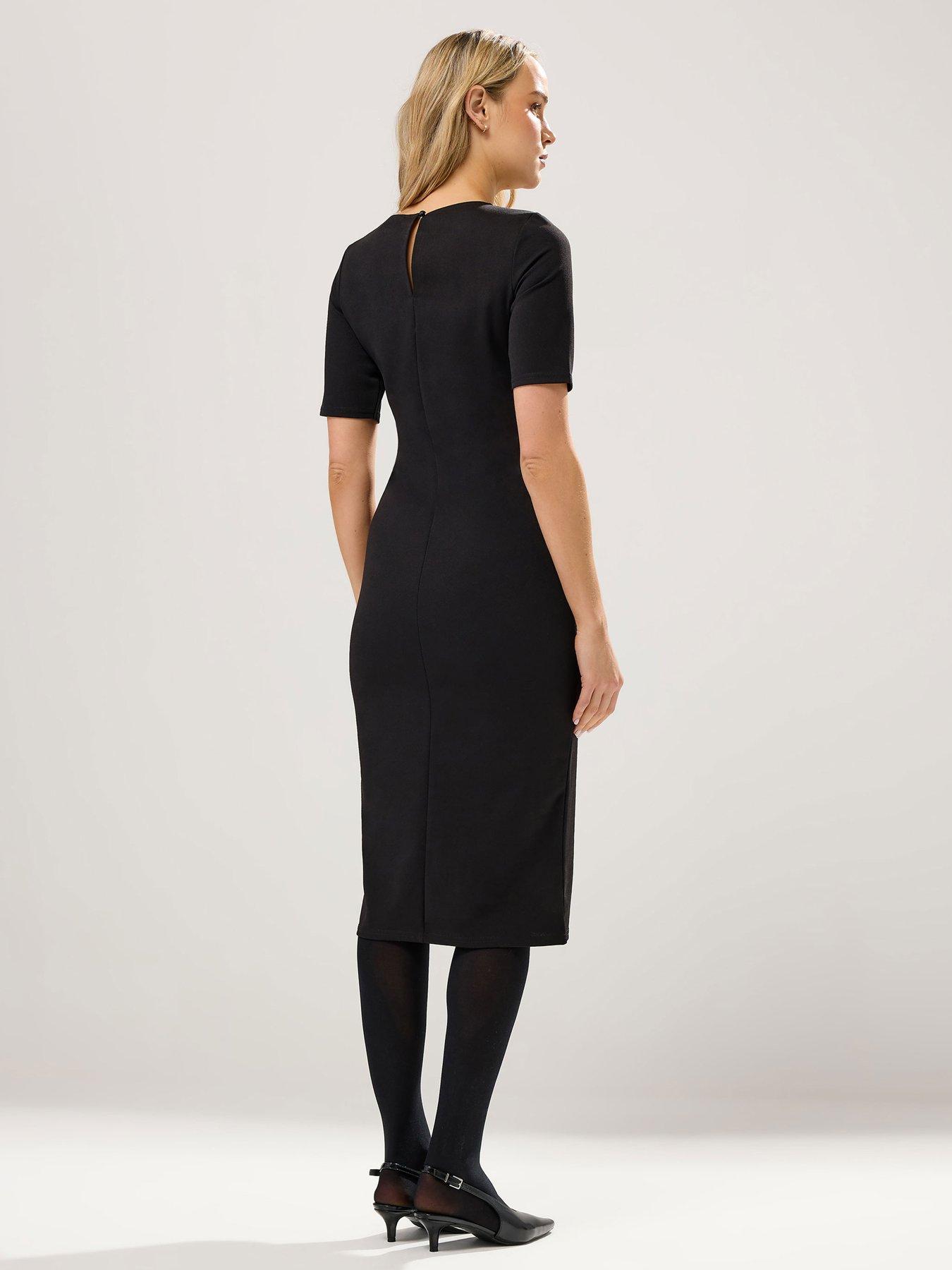  image of long-tall-sally-scuba-button-tab-midi-dress-black