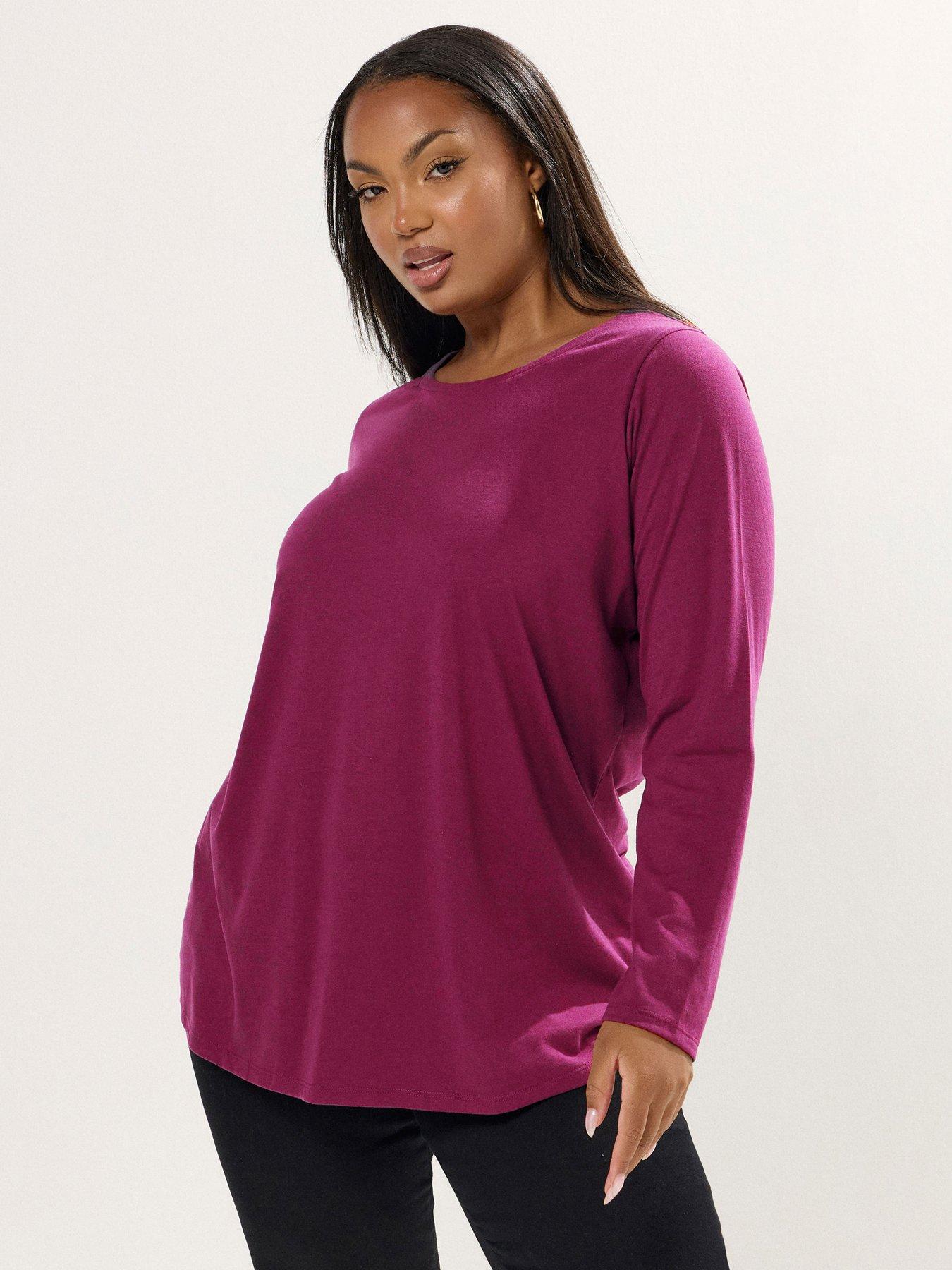  image of yours-curve-3-pack-core-combo-long-sleeve-short-sleeve-amp-vest-top-pink