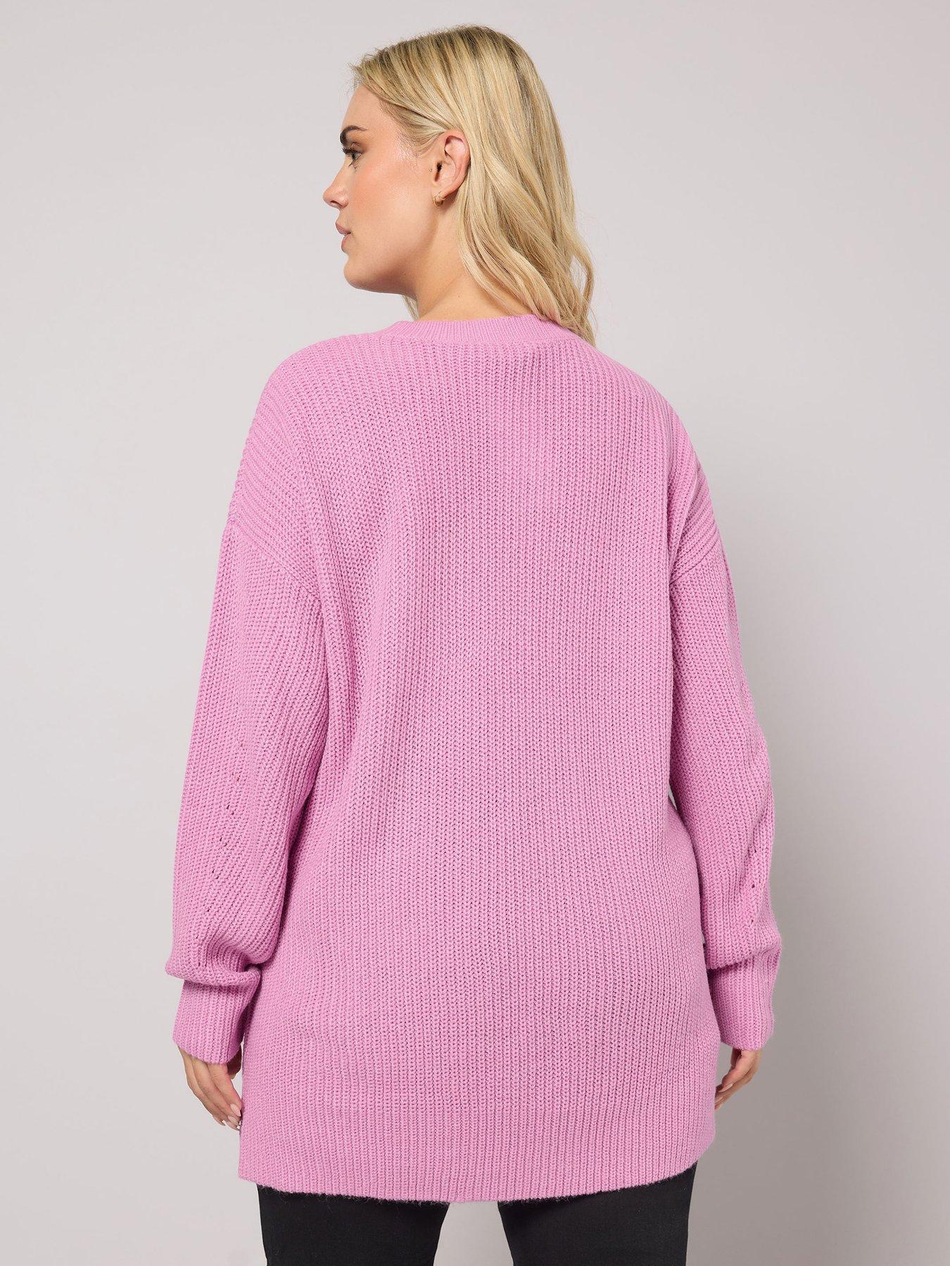 Image 2 of 4 of Yours Curve Drop Shoulder Jumper - Pink