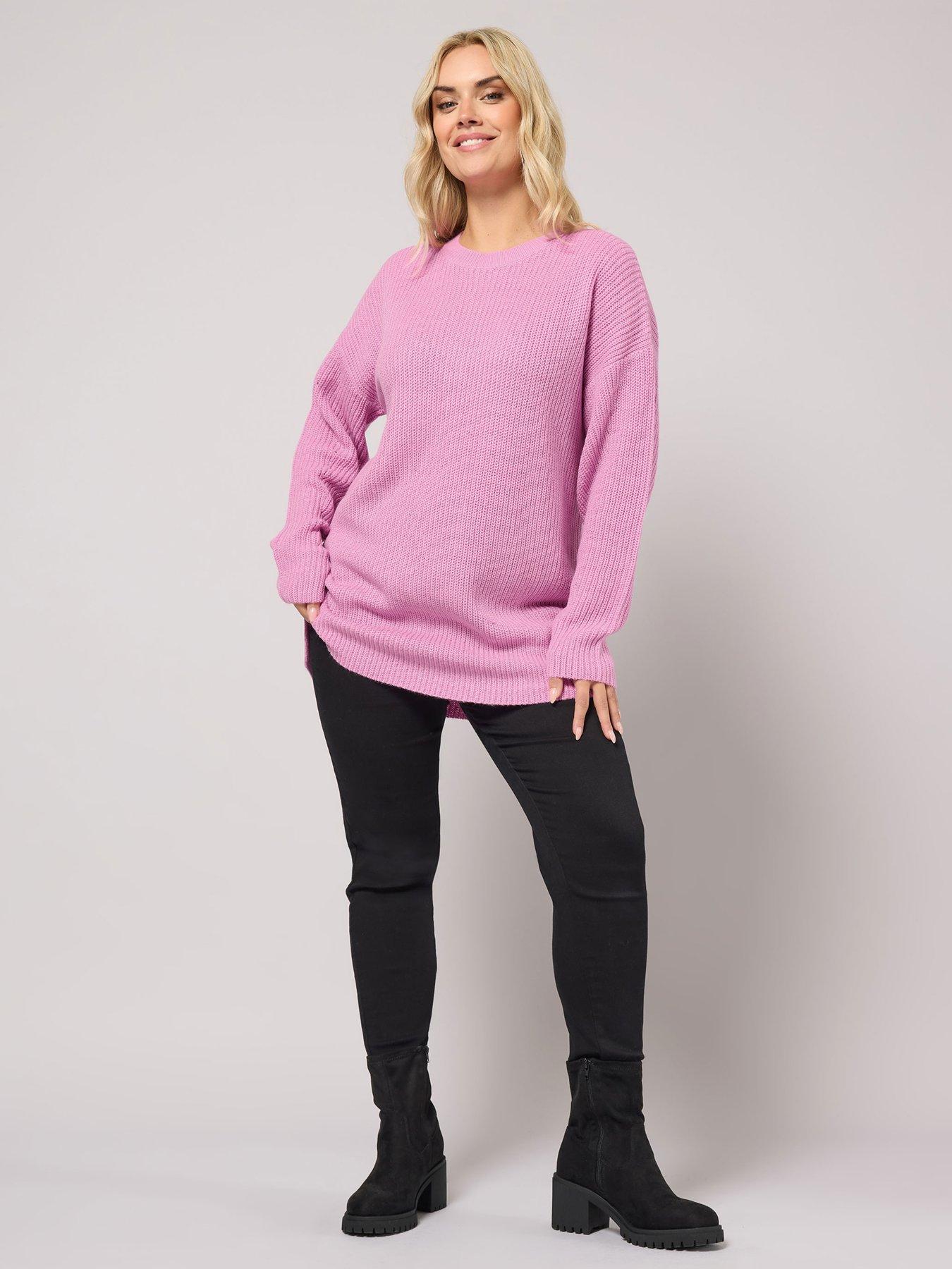 Image 3 of 4 of Yours Curve Drop Shoulder Jumper - Pink