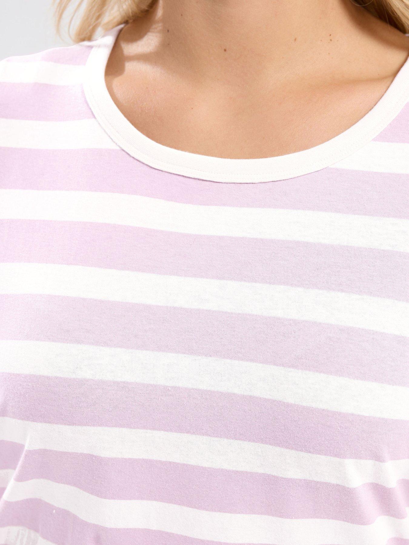  image of yours-curve-long-sleeve-stripe-t-shirt-pink