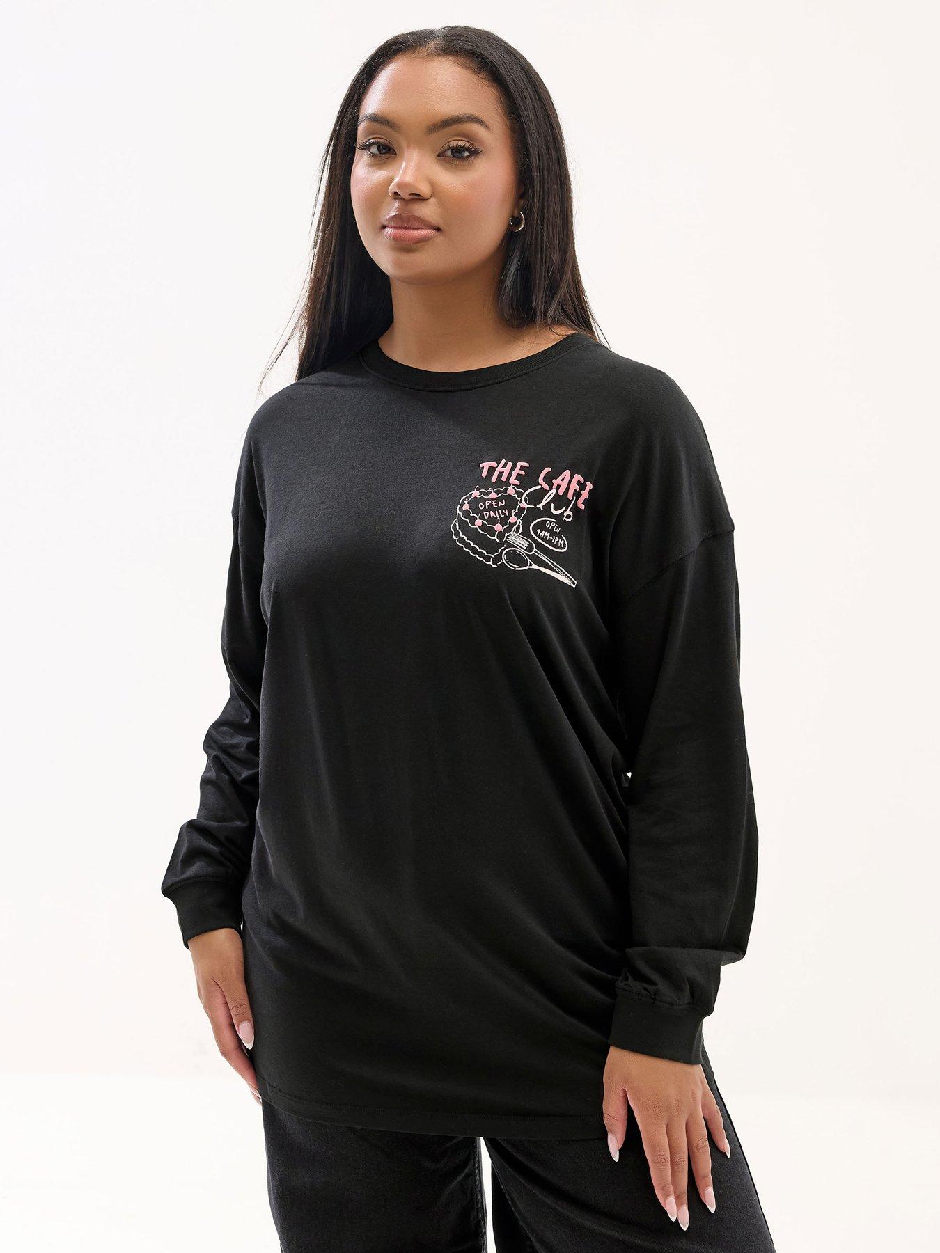 Image 1 of 4 of Yours Curve Oversized Tunic - Black