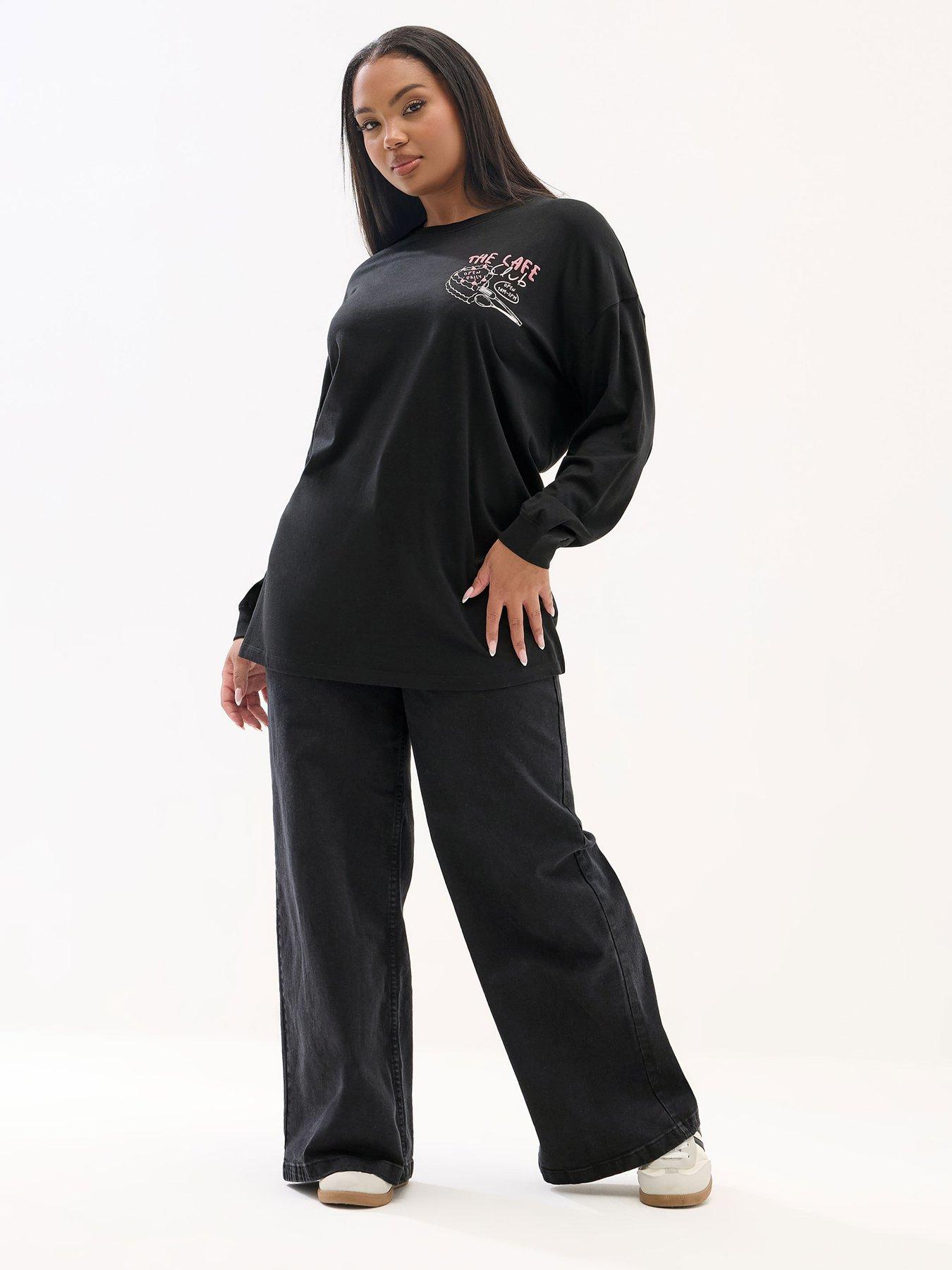 Image 3 of 4 of Yours Curve Oversized Tunic - Black