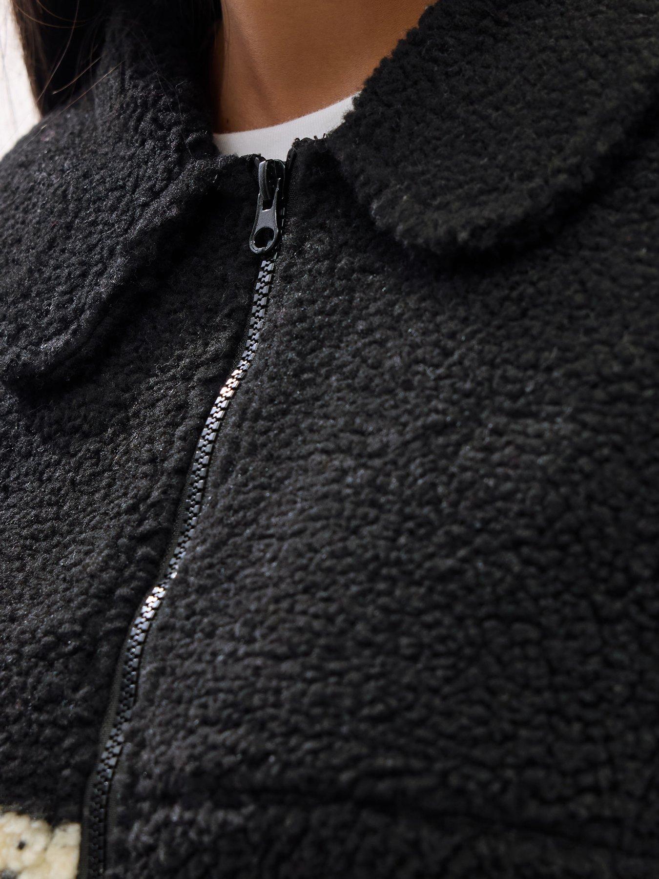 Image 4 of 4 of Yours Curve Borg Half Ribbon Fleece - Black