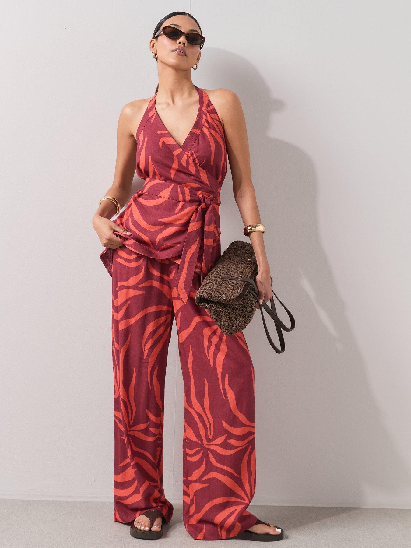 The Very Collection Zebra Trousers Beach Co Ord - Red