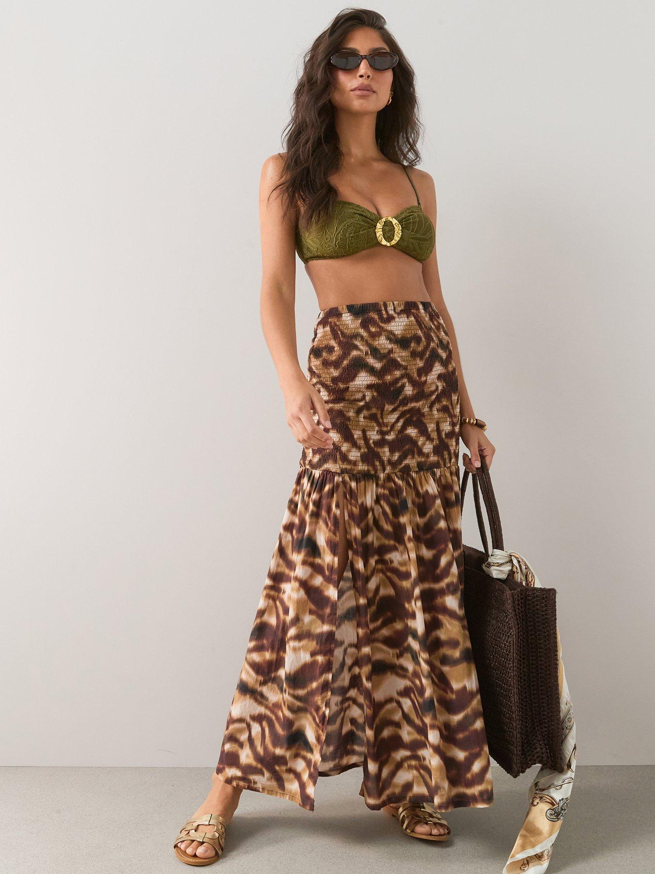 The Very Collection Animal Shirred Maxi Skirt Co Ord - Multi