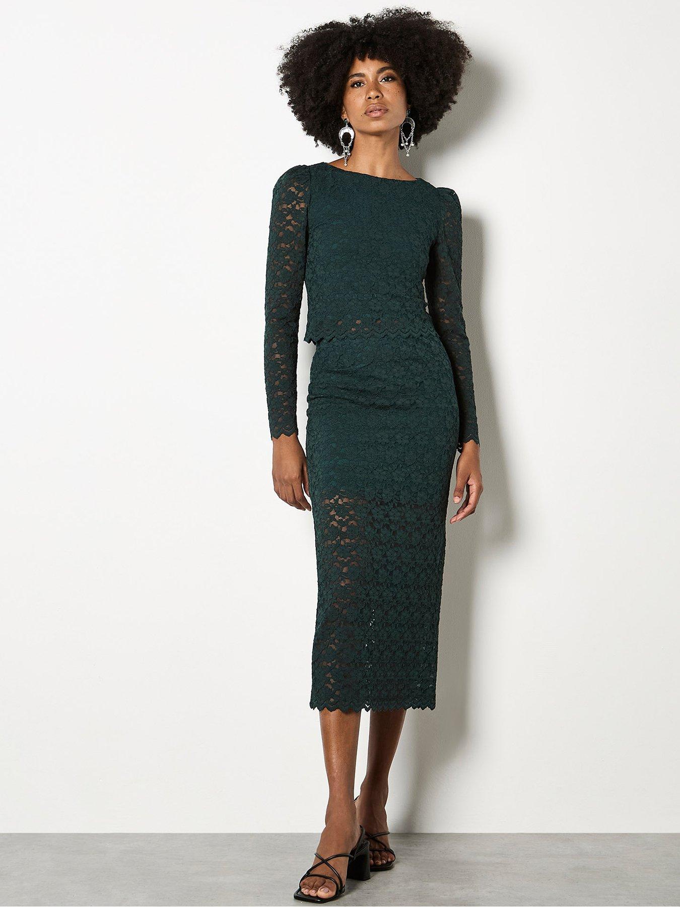  image of apricot-leaf-corded-lace-long-sleeve-top