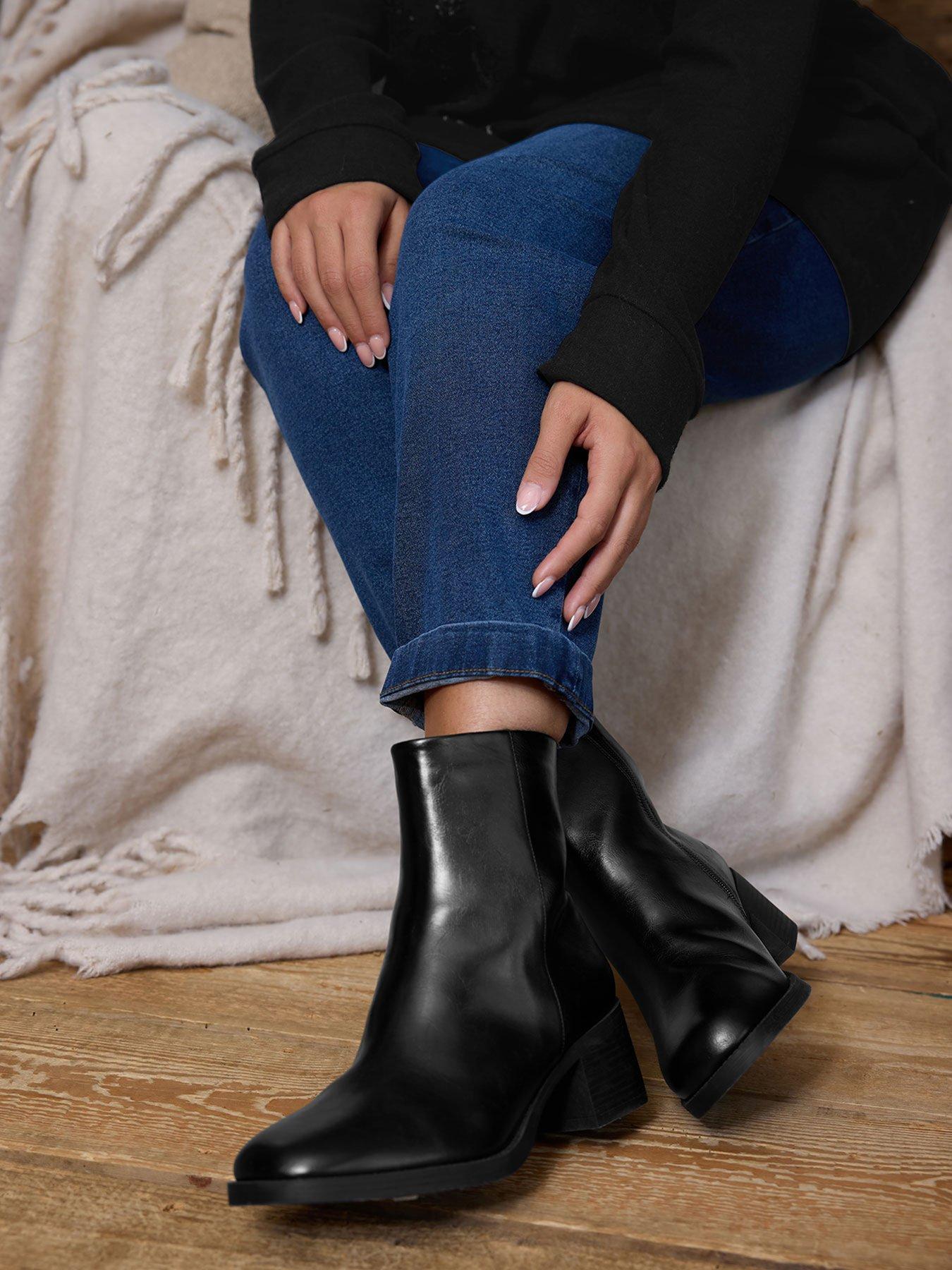  image of yours-extra-wide-fit-square-ankle-boot-black