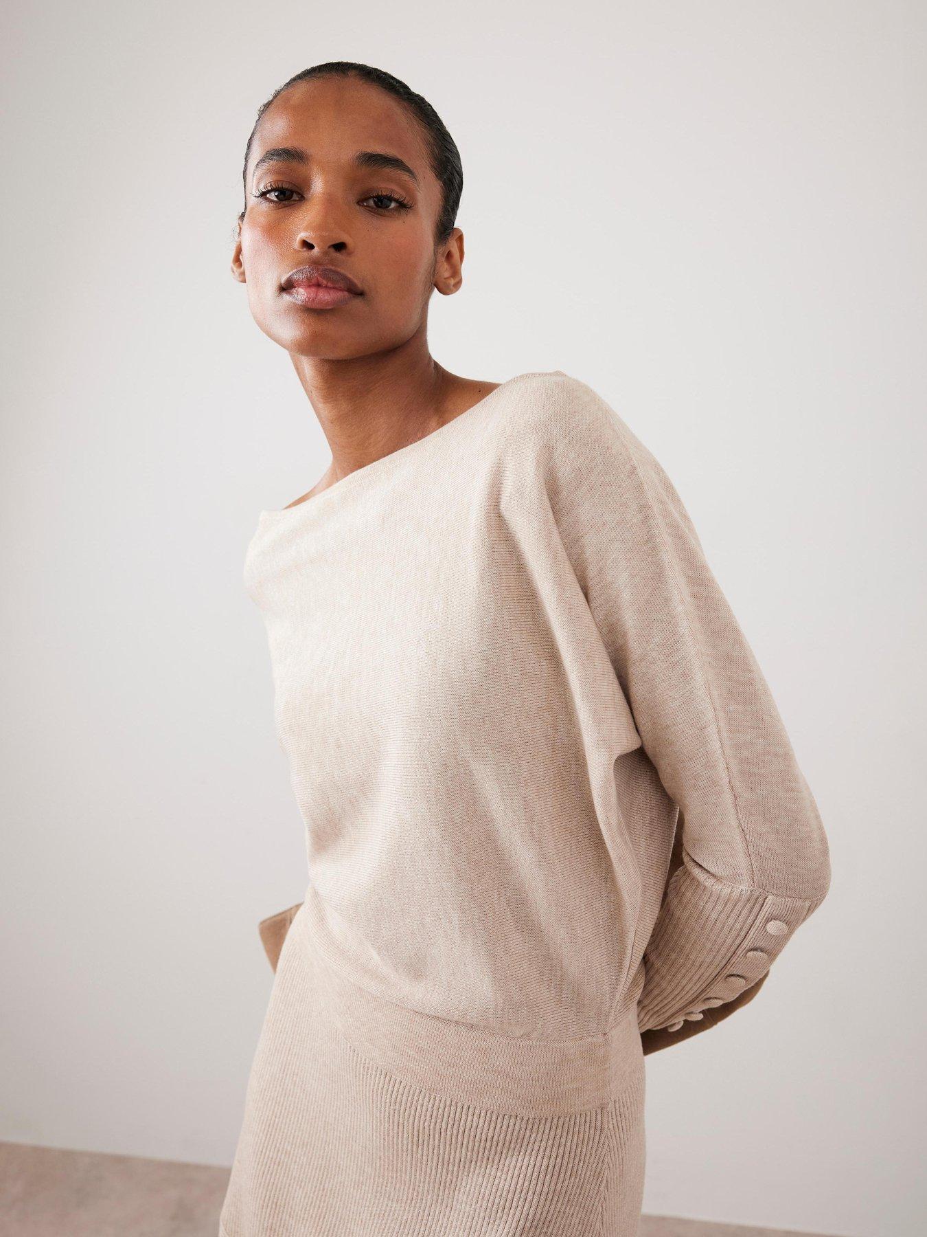 stillFront image of mint-velvet-slash-batwing-midi-dress-cream