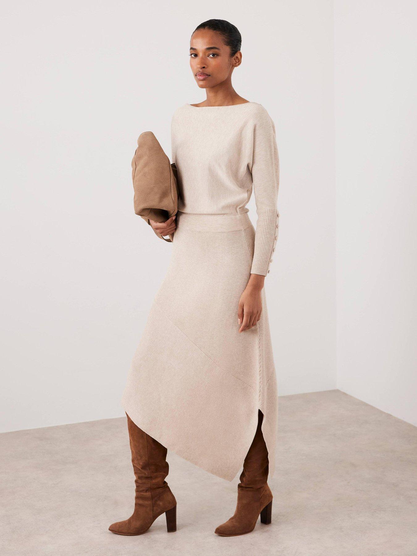  image of mint-velvet-slash-batwing-midi-dress-cream