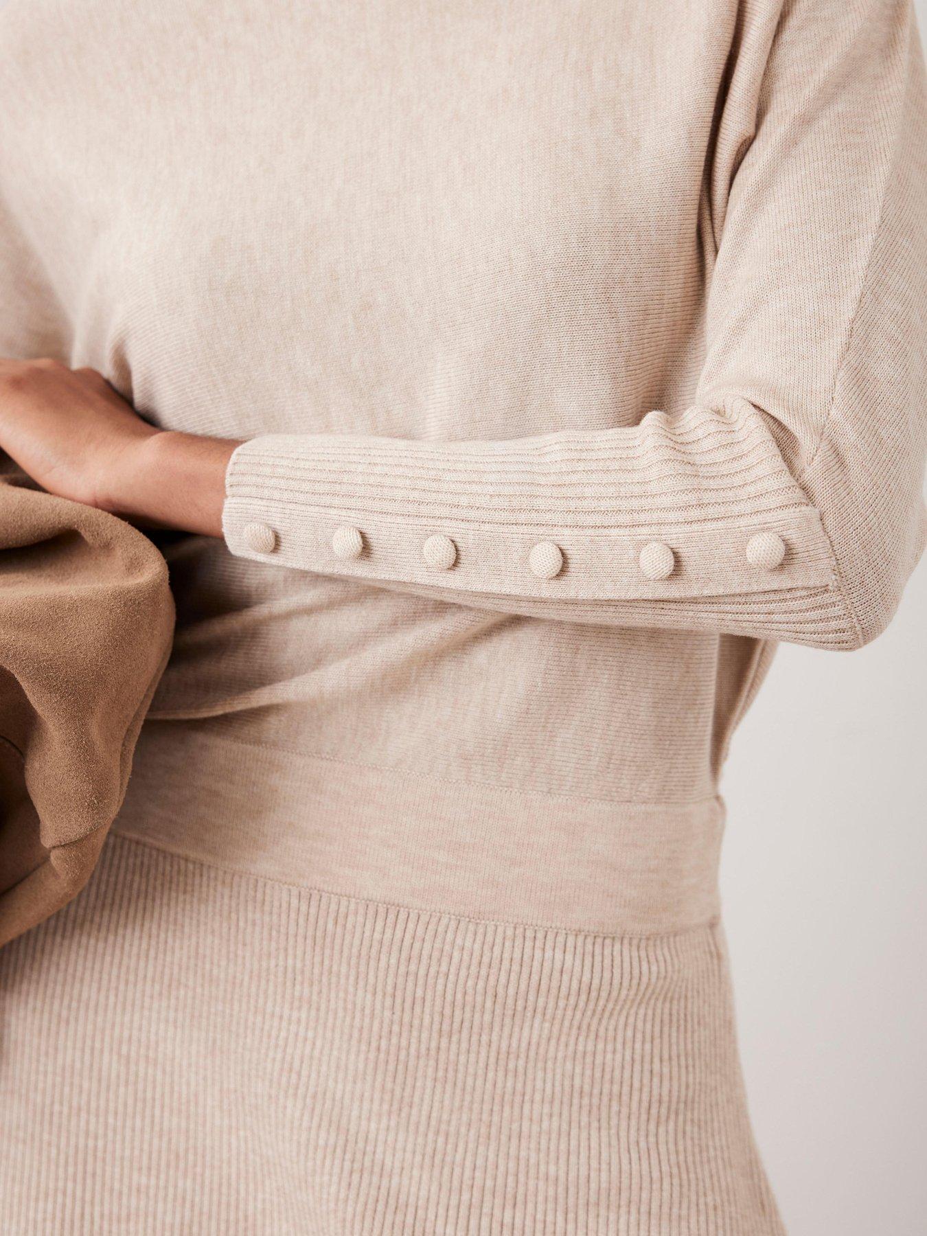  image of mint-velvet-slash-batwing-midi-dress-cream