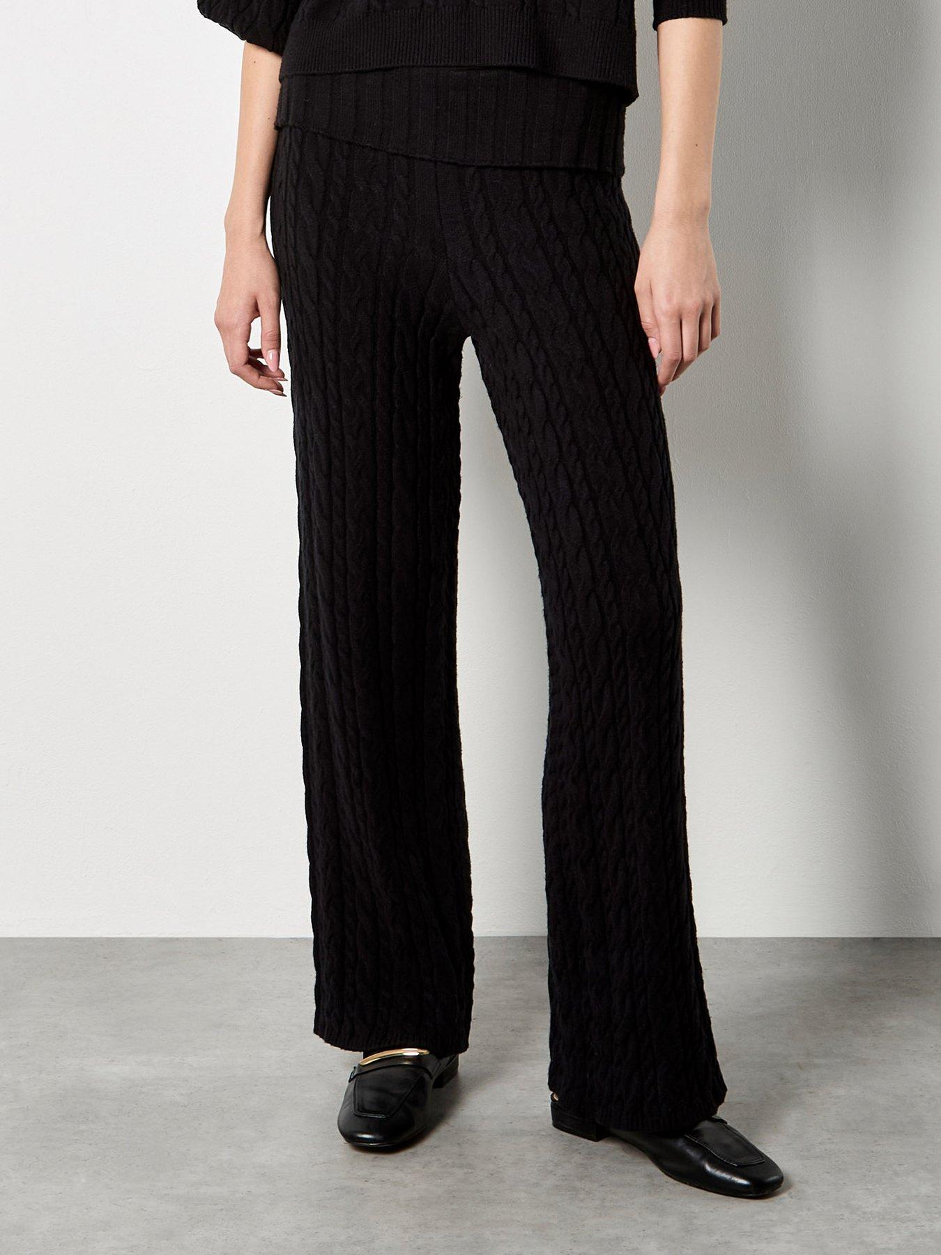 Apricot Apricot Cable Fold Over Wide Leg Trouser