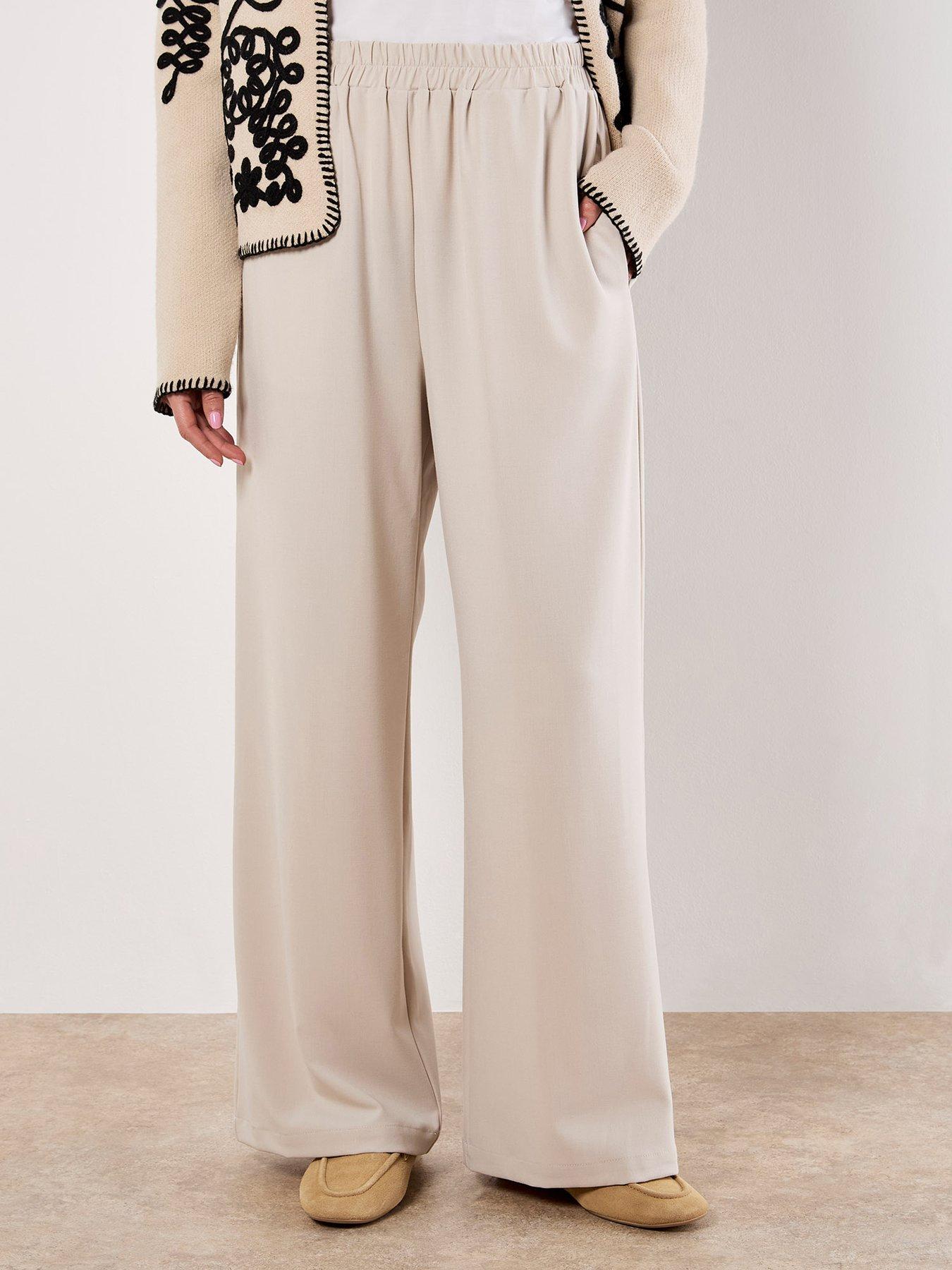 apricot-elastic-waist-wide-leg-trousers