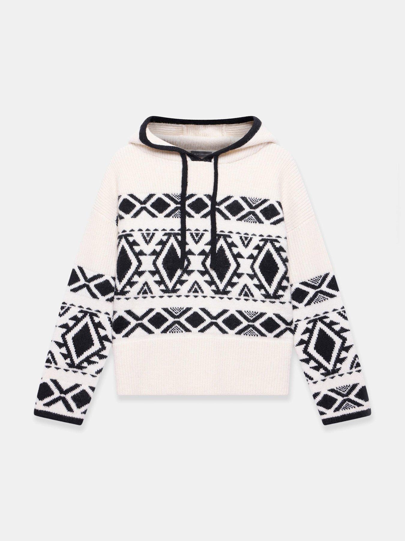  image of mint-velvet-fairisle-knit-hoodie-cream