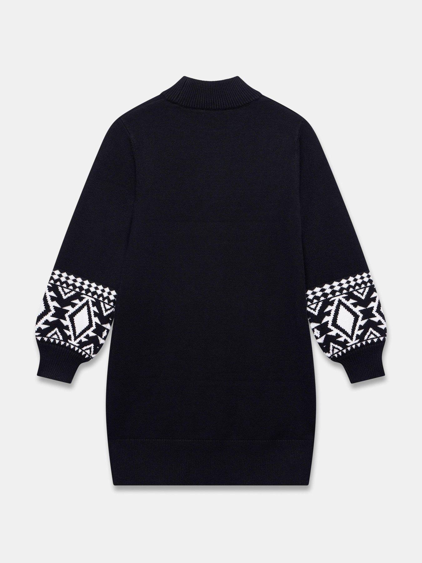  image of mint-velvet-graphic-cuff-mini-dress-black