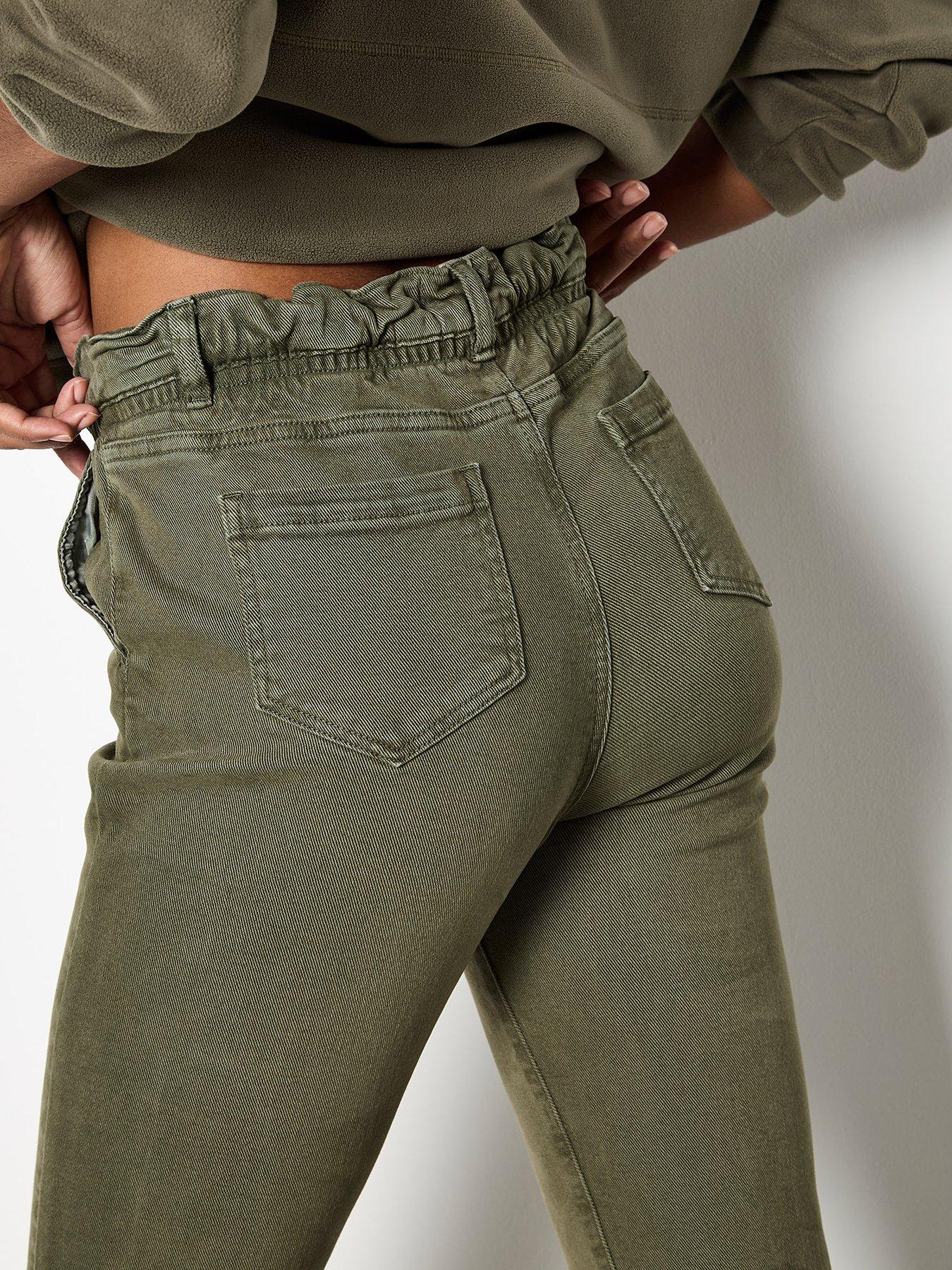 Image 4 of 6 of Apricot Freya Paper Bag Waist Crop Jeans