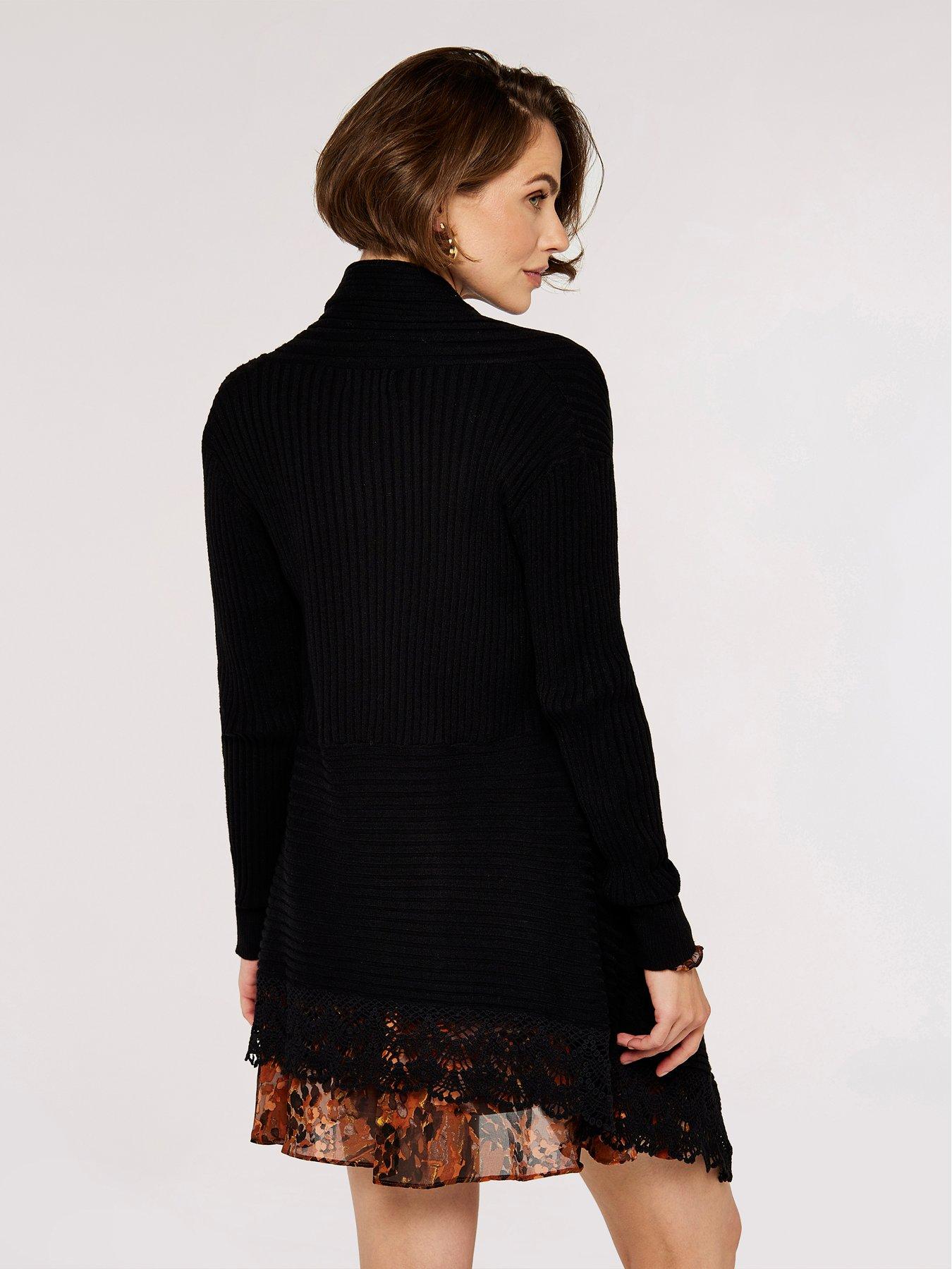  image of apricot-ribbed-waterfall-crochet-edge-cardigan