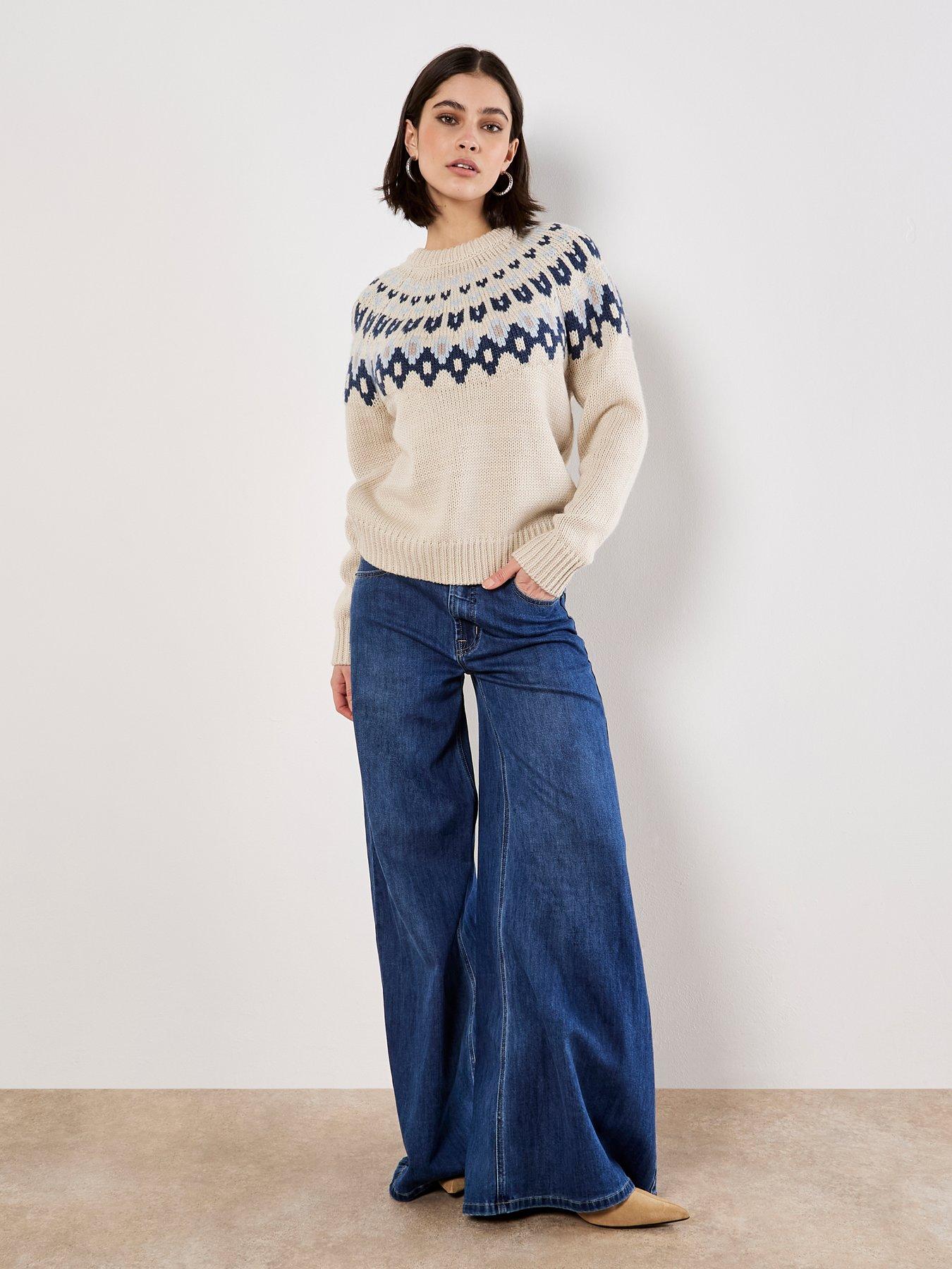  image of apricot-fairisle-crew-neck-jumper