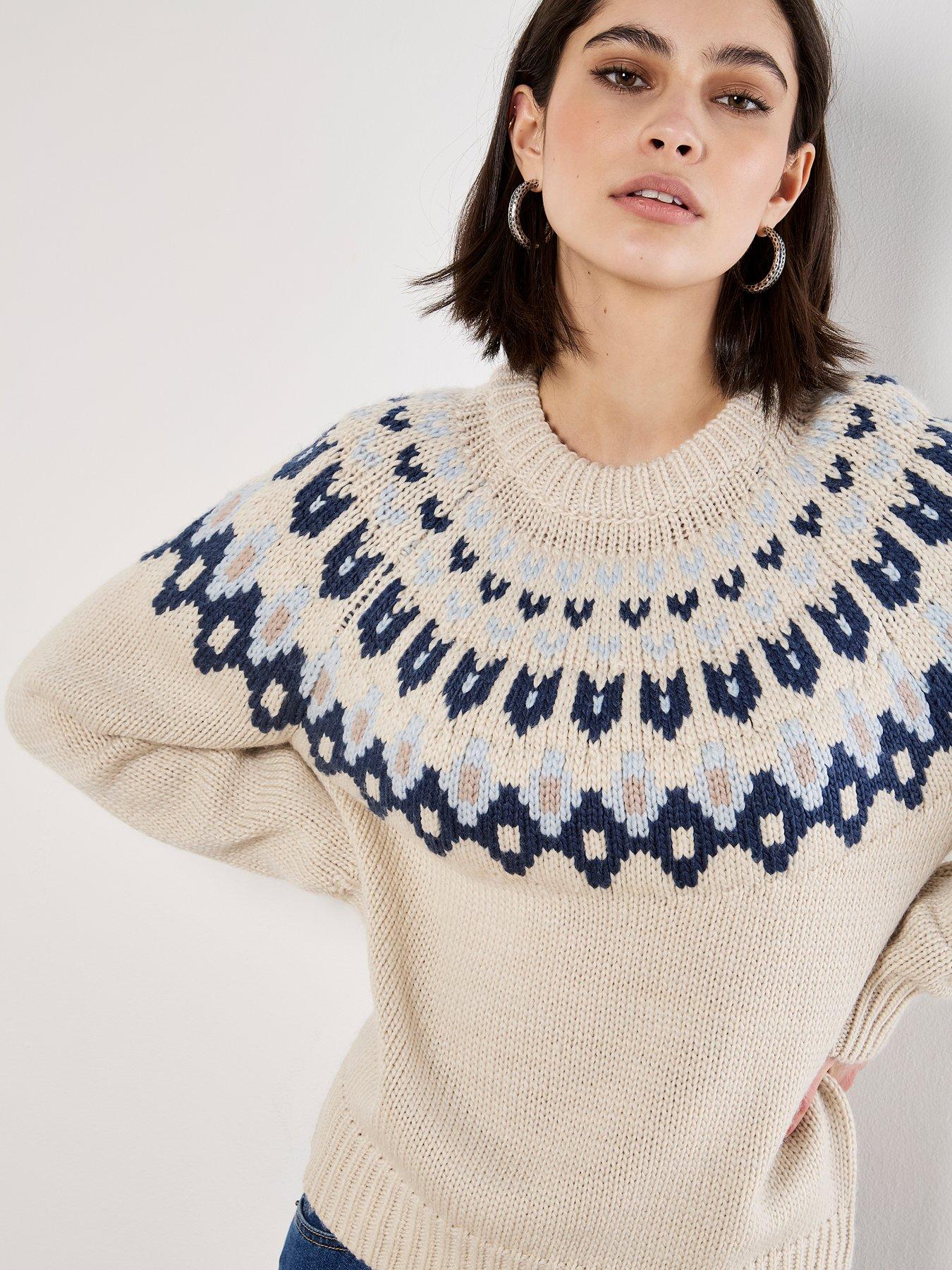  image of apricot-fairisle-crew-neck-jumper