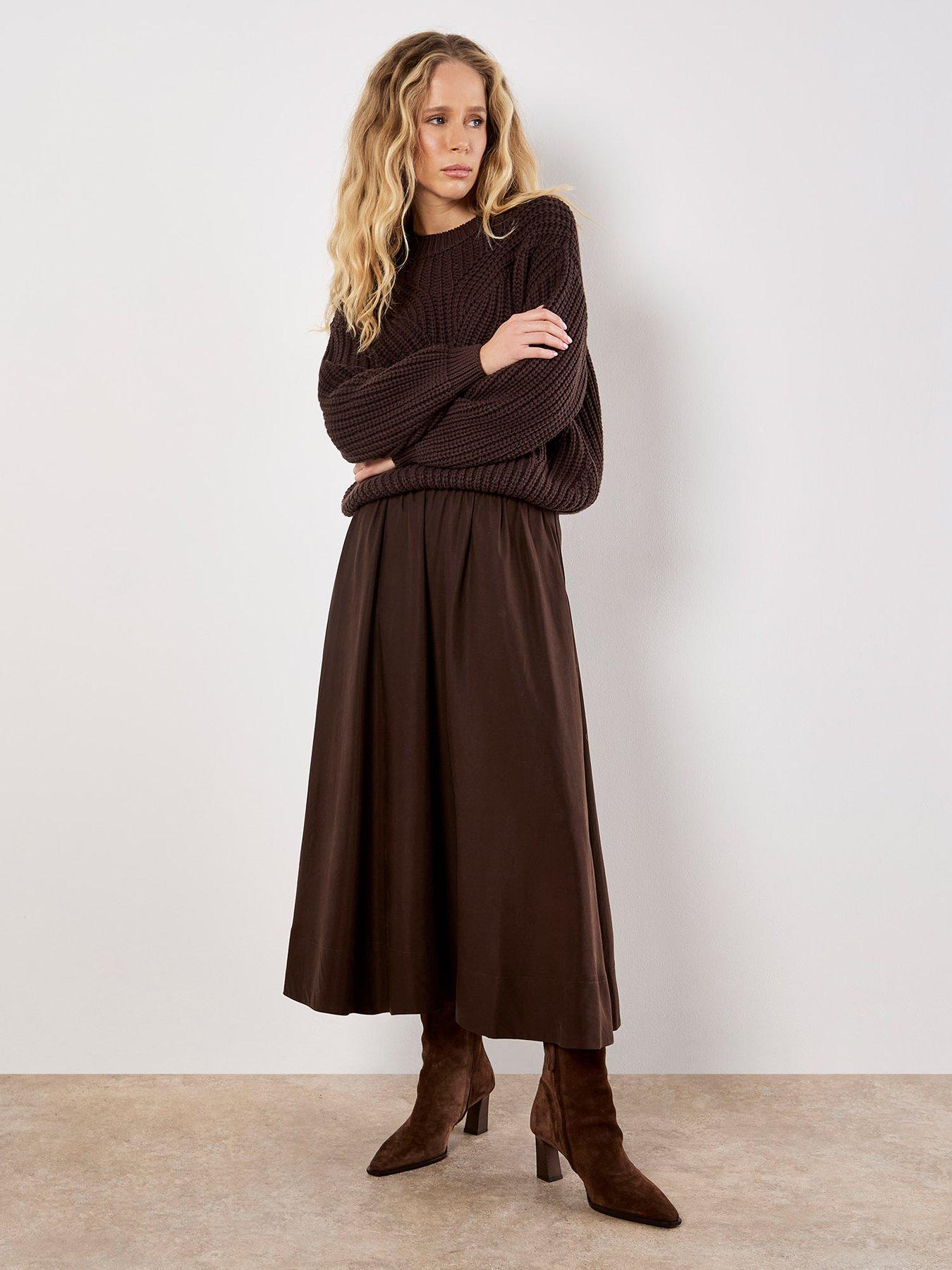  image of apricot-chunky-cable-knit-jumper