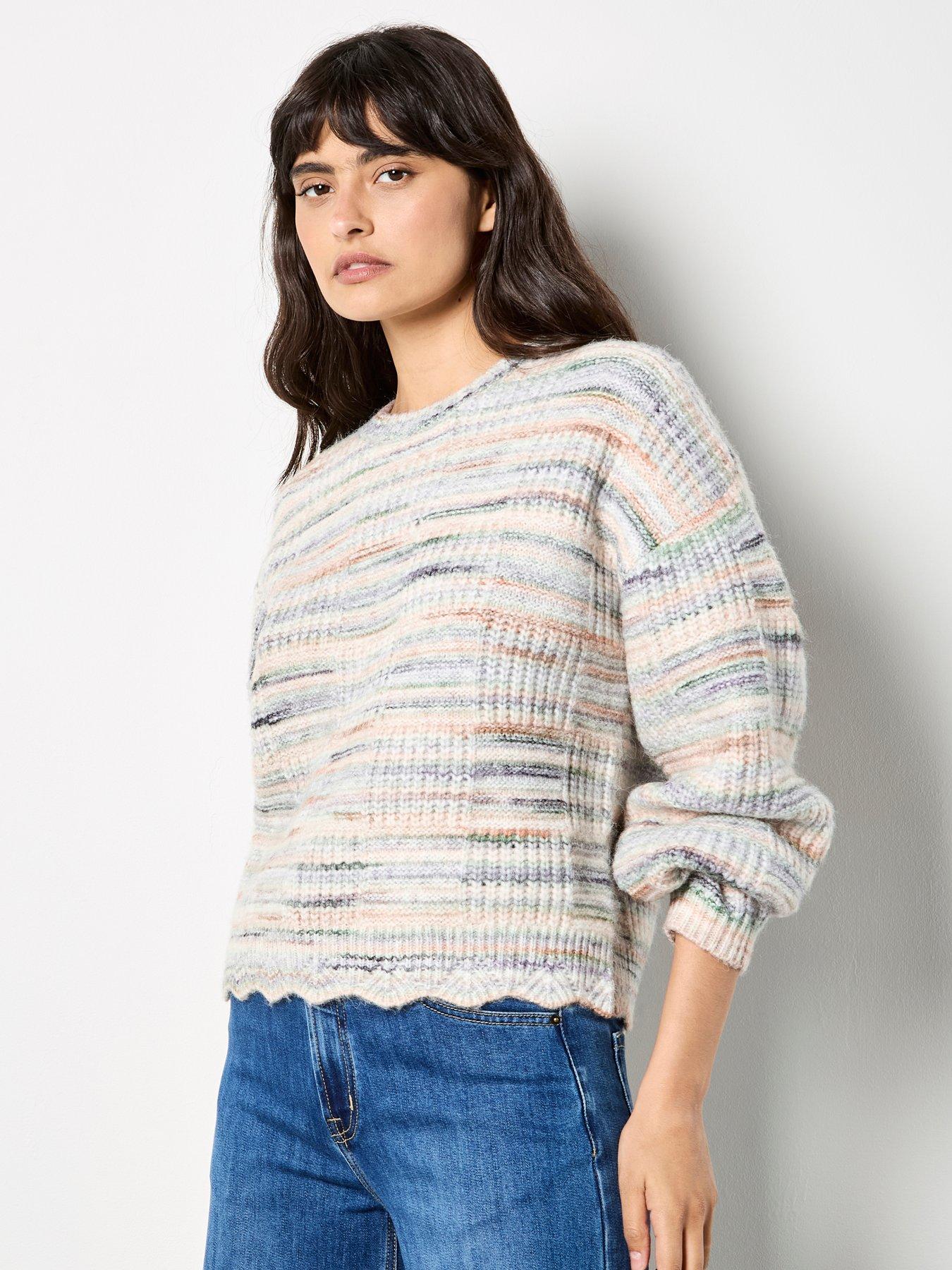 Apricot Textured Space Dye Scallop Jumper