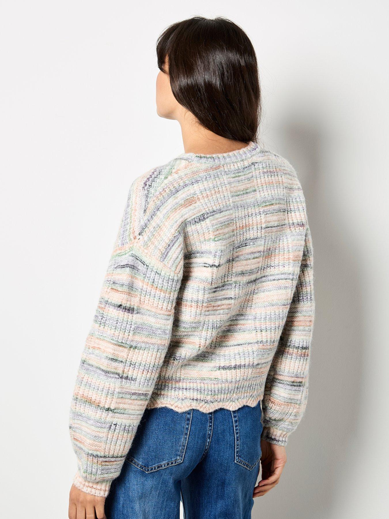 Image 2 of 4 of Apricot Textured Space Dye Scallop Jumper