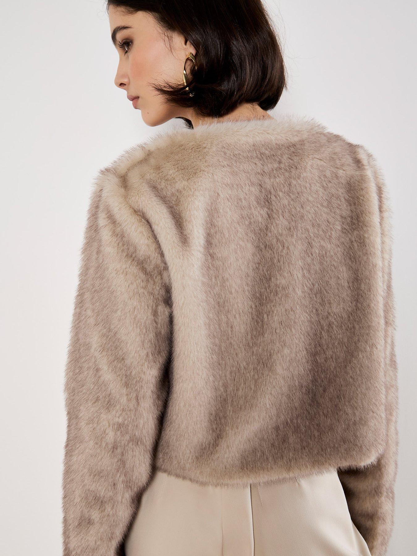  image of apricot-luxe-fur-short-cropped-jacket
