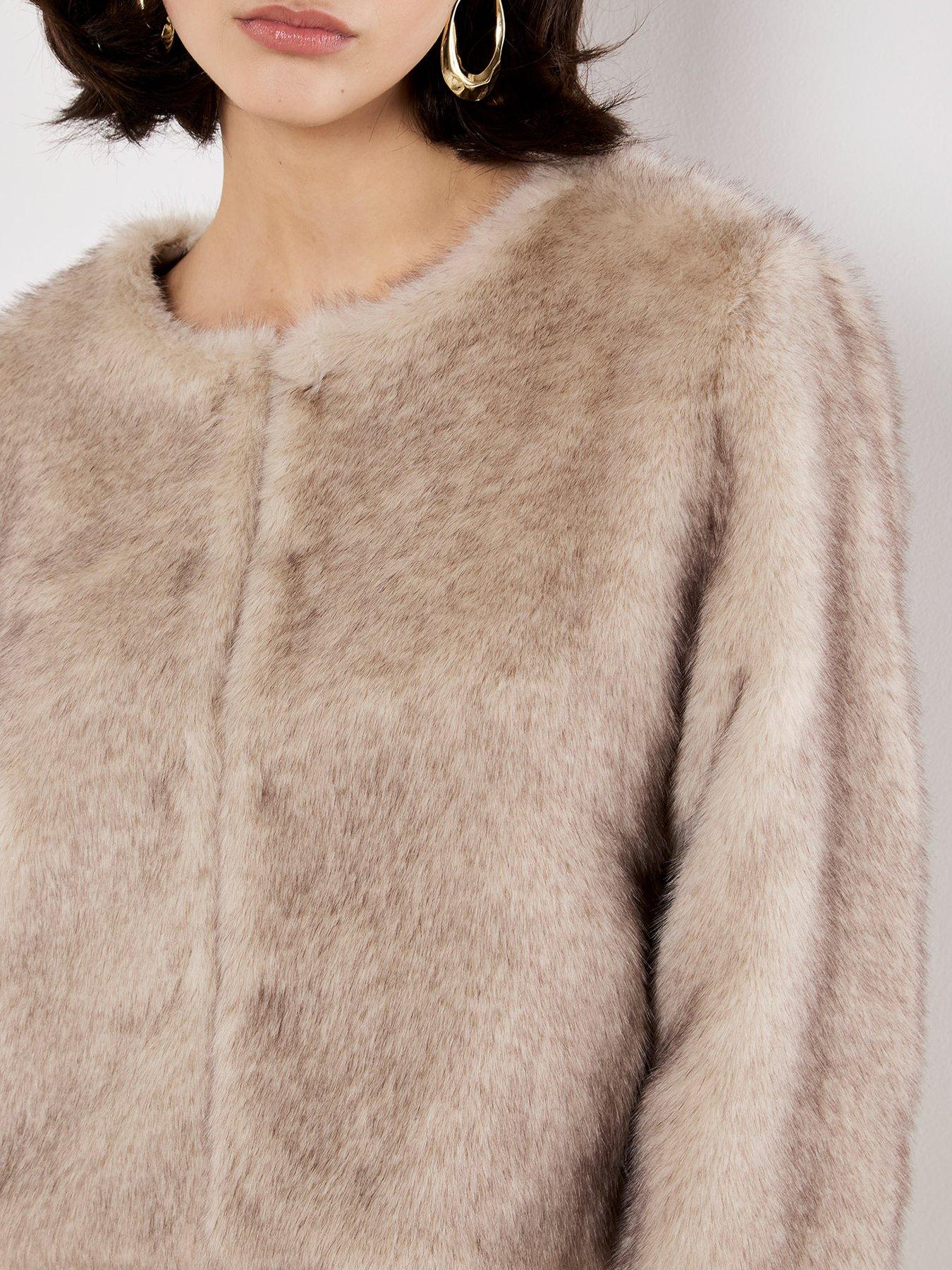  image of apricot-luxe-fur-short-cropped-jacket
