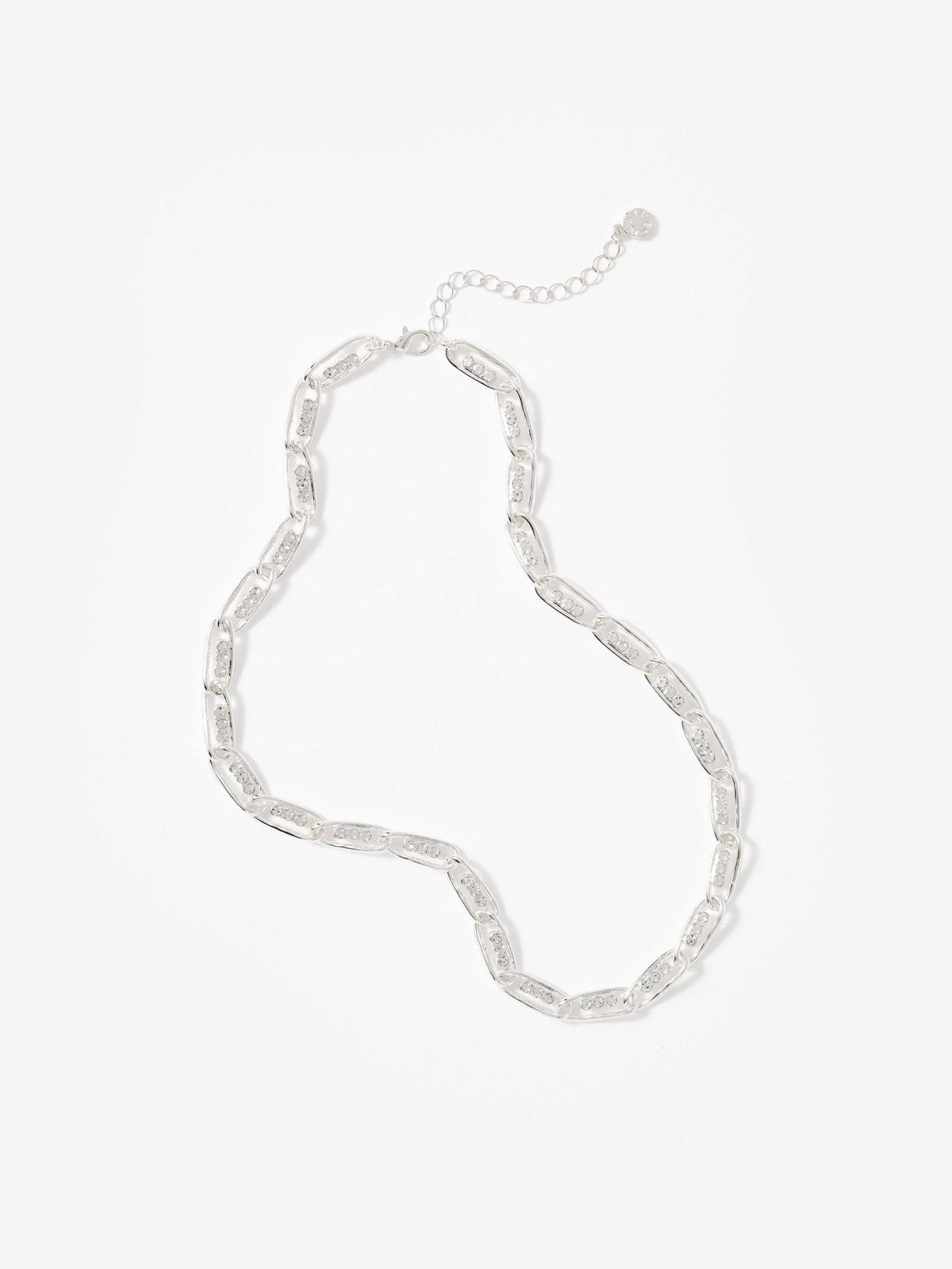  image of mint-velvet-pave-necklace-silver-tone