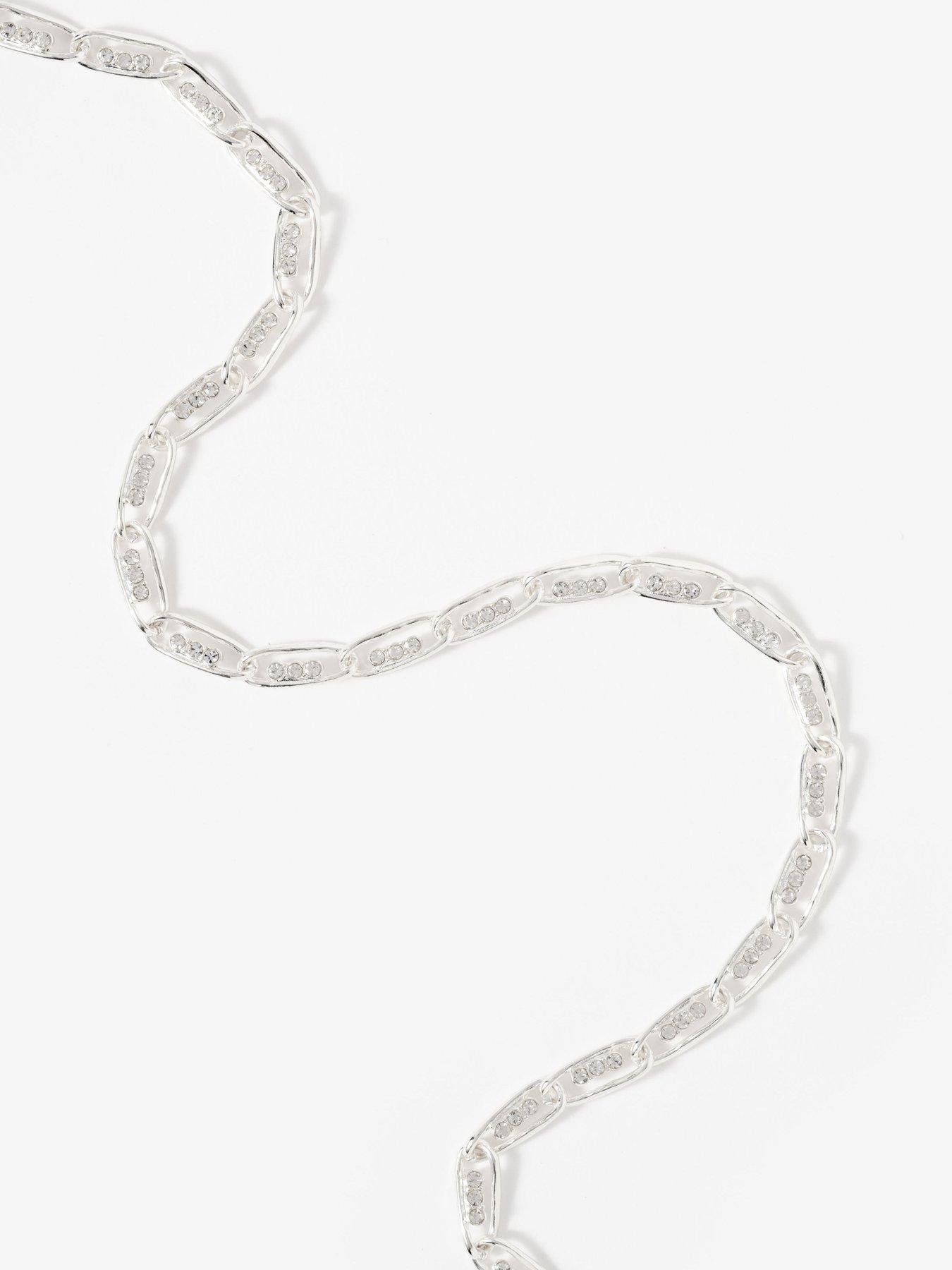  image of mint-velvet-pave-necklace-silver-tone